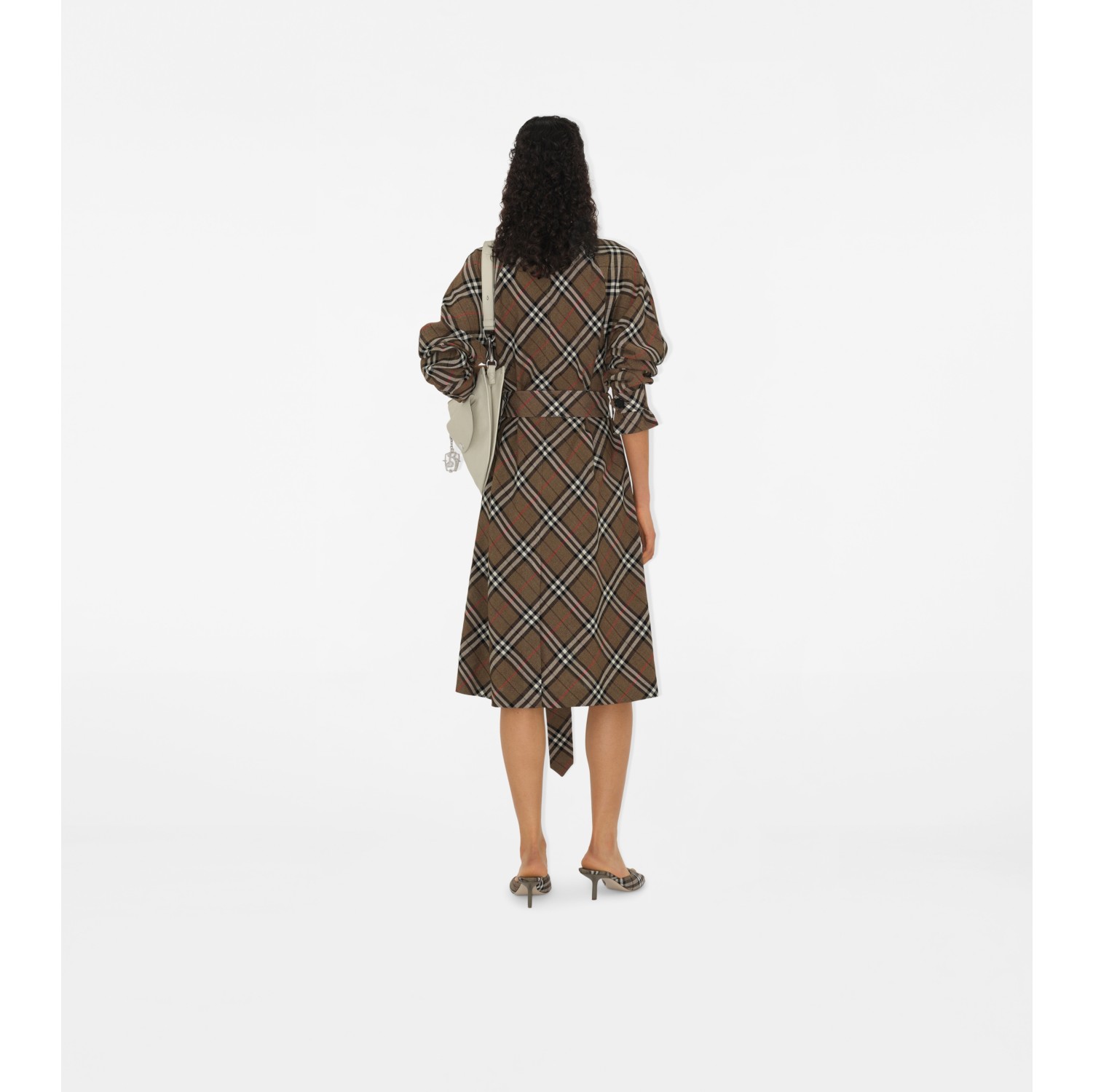 Check Silk Blend Trench Dress