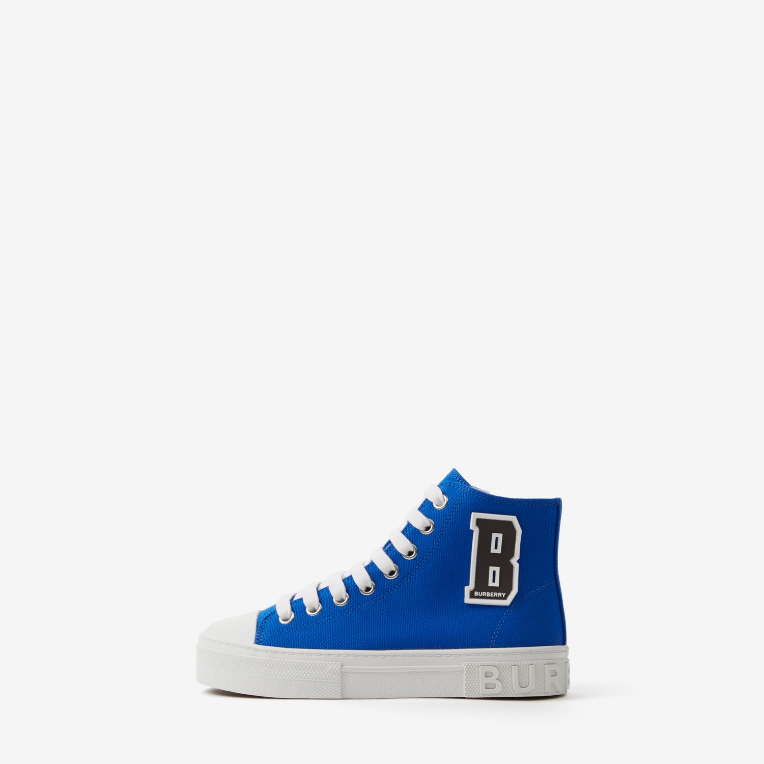 Letter Graphic Cotton High-top Sneakers in Canvas Blue - Children | Burberry® Official