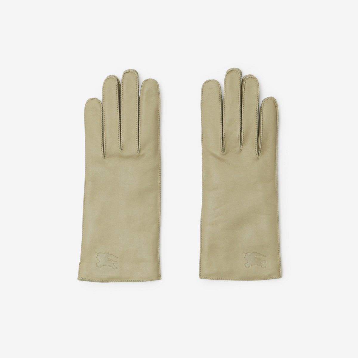 Burberry Ekd Leather Gloves In Hunter