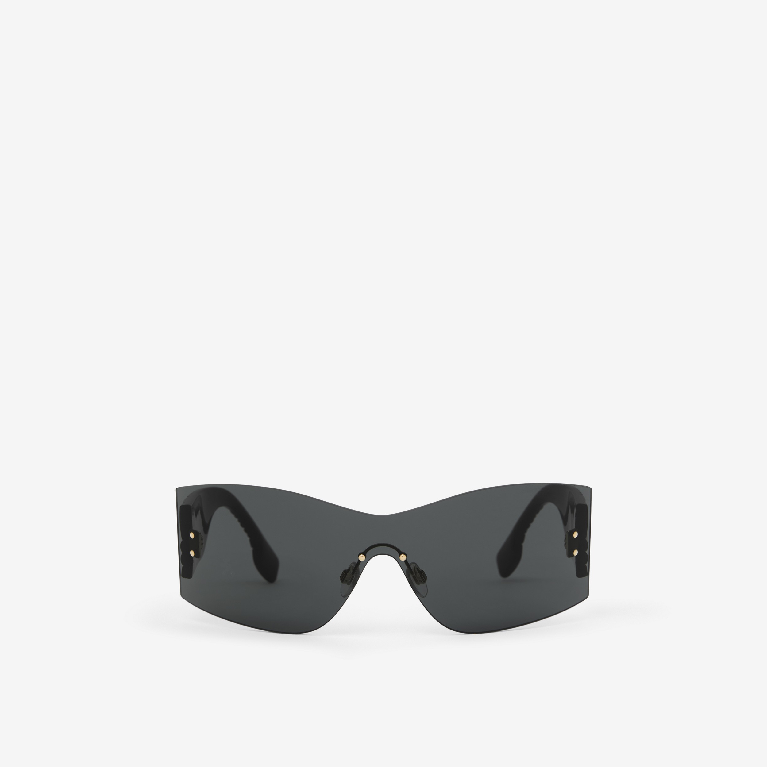 Monogram Motif Rectangular Shield Lola Sunglasses in Black/dark Grey - Women | Burberry® Official - 1