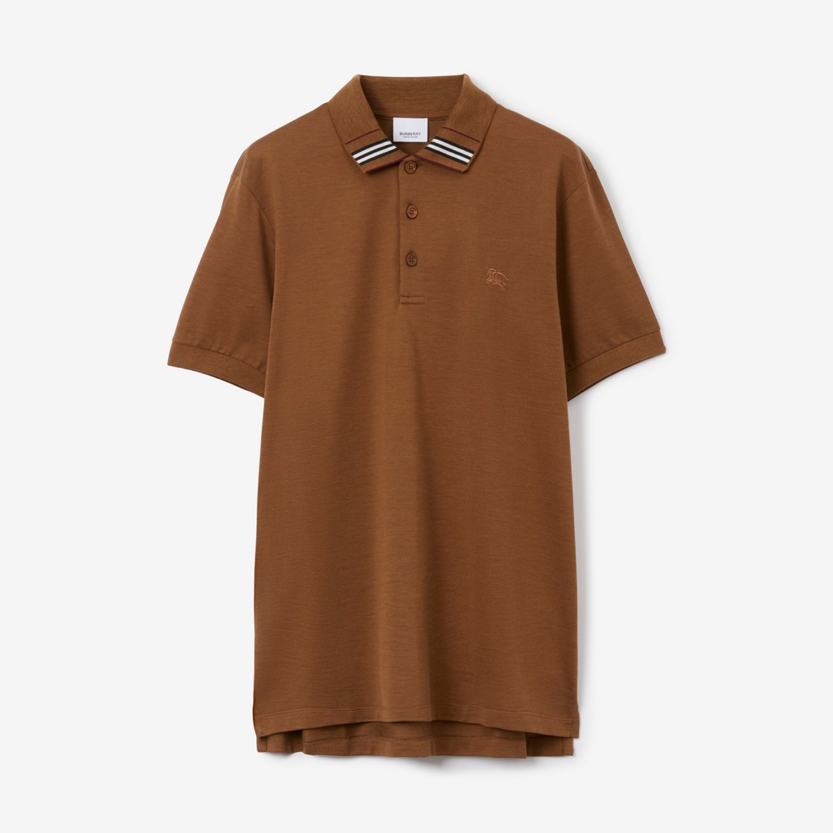 Shop Burberry Cotton Silk Polo Shirt In Dark Birch Brown