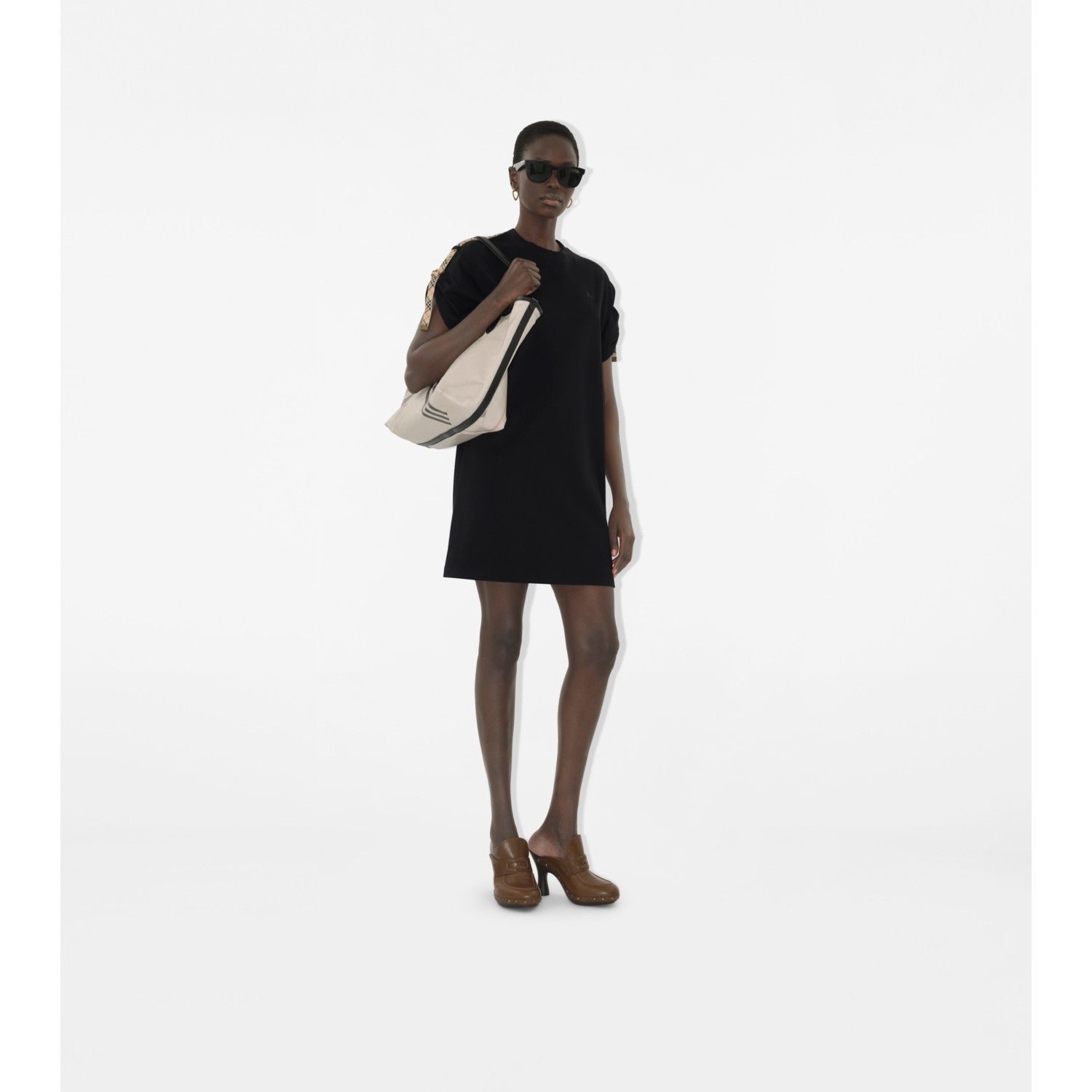 Check Trim Cotton T-shirt Dress - thumbnail 3