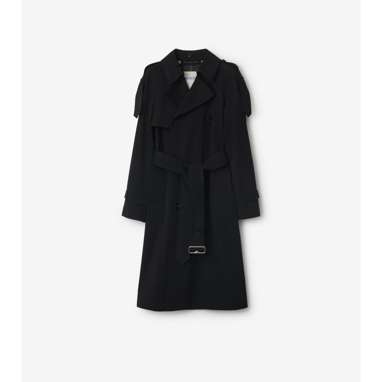 Trench coat largo en gabardina