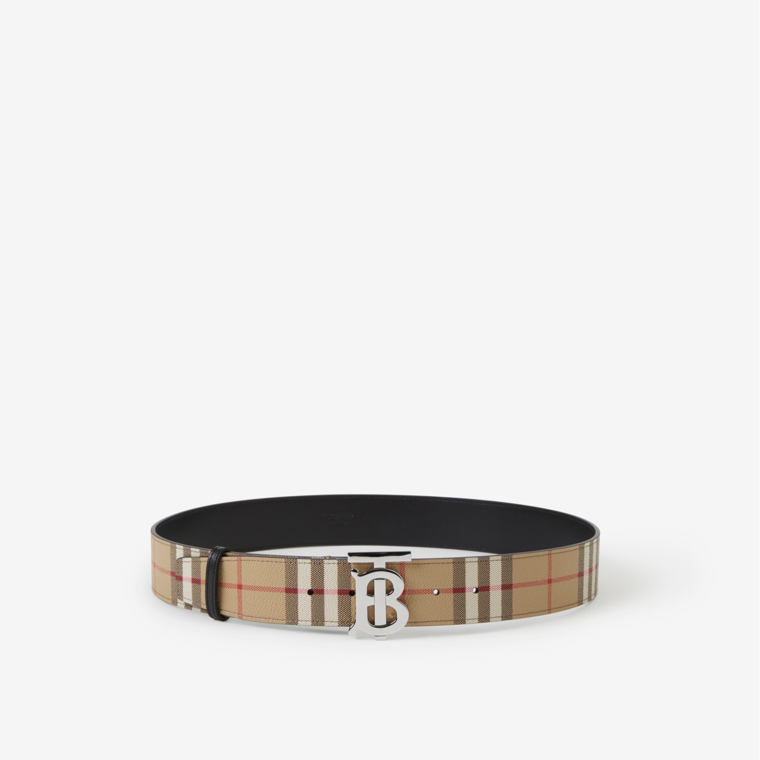 BURBERRY 4cm Reversible Checked E-Canvas and Leather Belt for Men