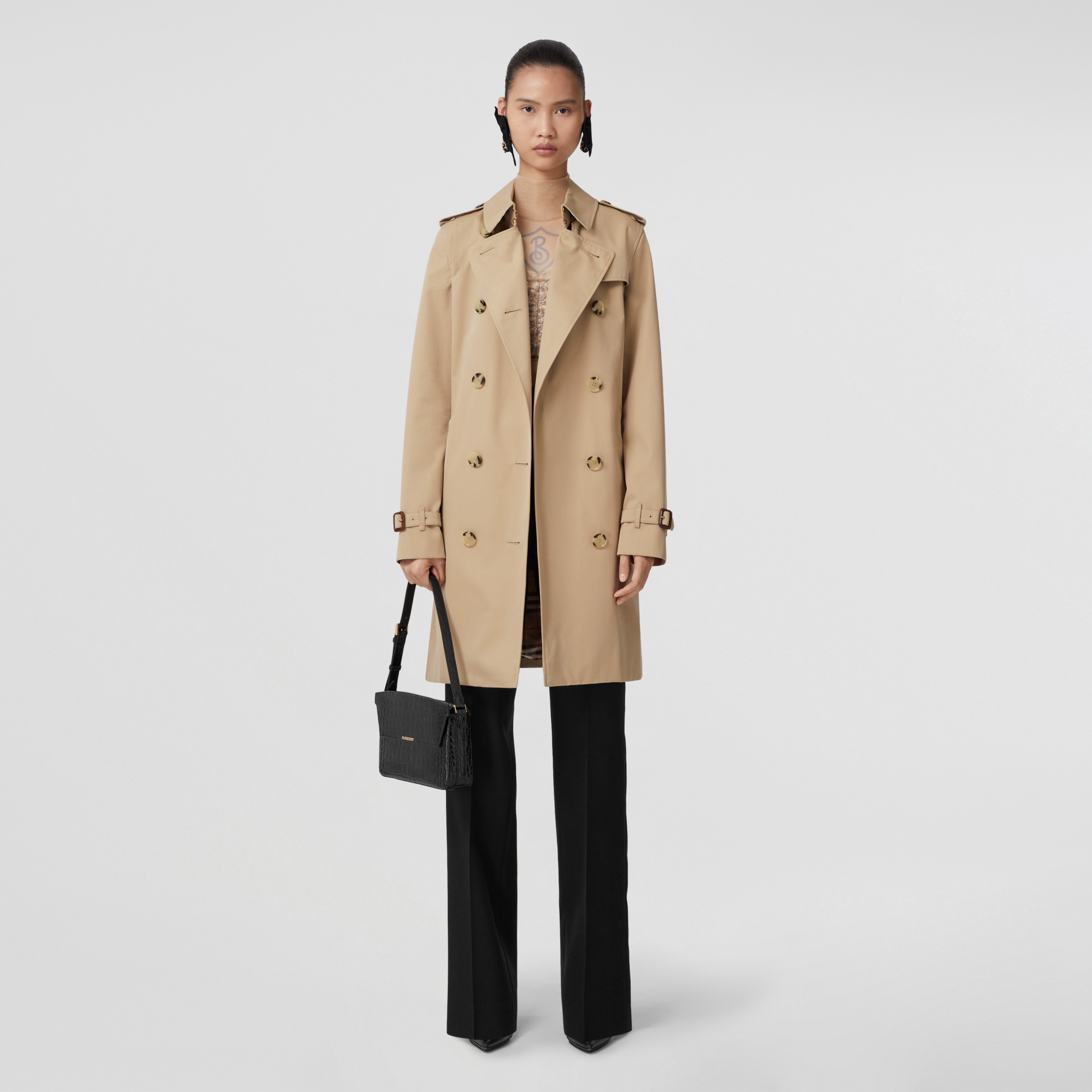 Midlength Kensington Heritage Trench Coat in Honey Burberry® Official