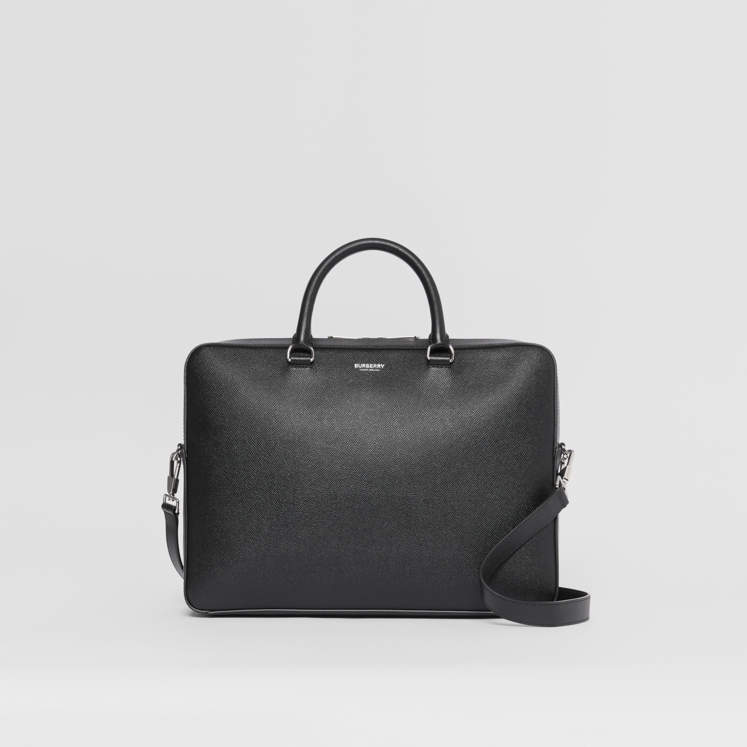 Grainy Leather Briefcase in Black - Men | Burberry® Official