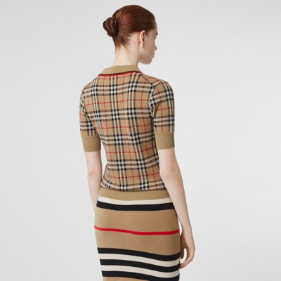 burberry vintage check merino wool polo shirt