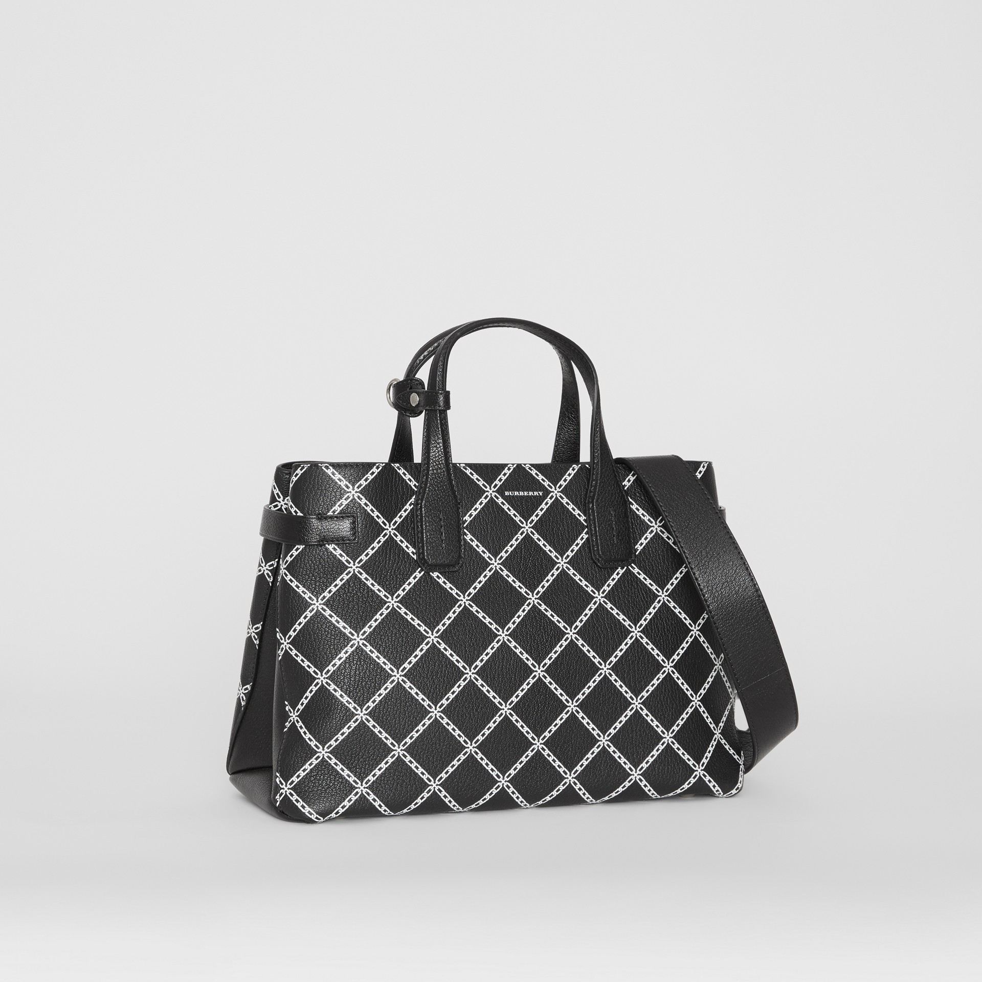 The Medium Banner in Link Print Leather in Black - Women | Burberry ...