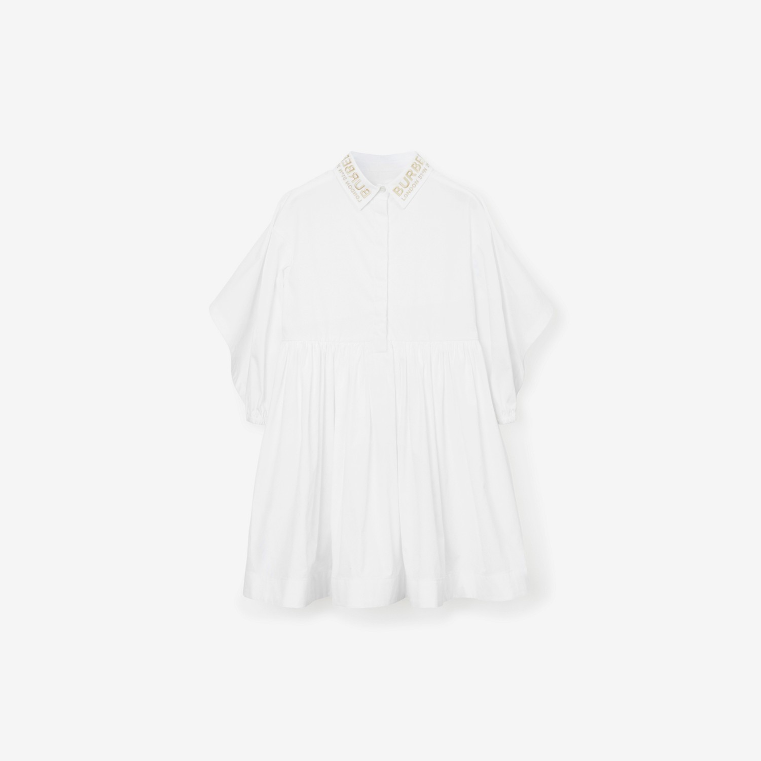 Cape Detail Stretch Cotton Poplin Dress in White | Burberry® Official