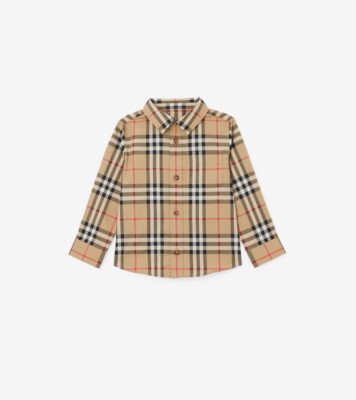 Vintage Check Stretch Cotton Shirt in Archive beige | Burberry® Official