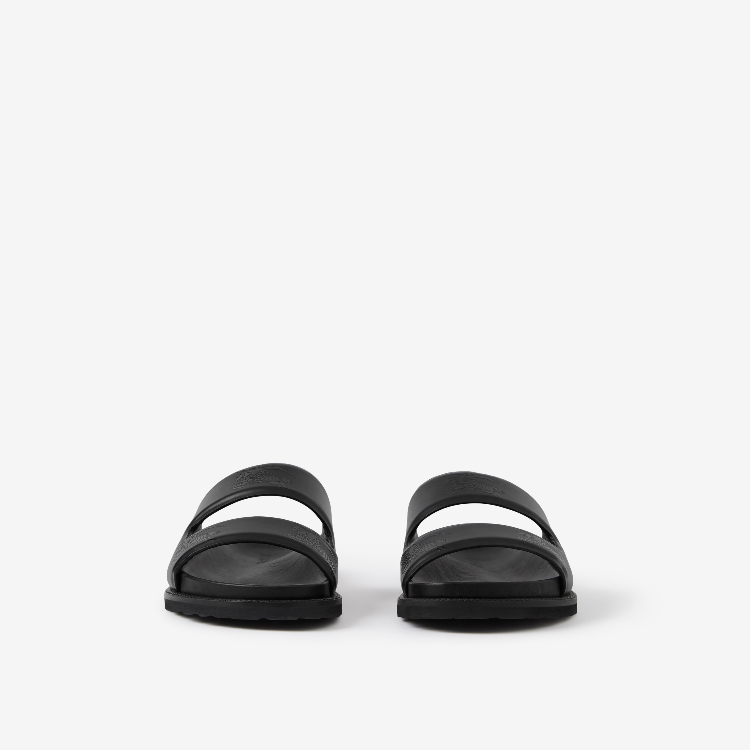 Embossed EKD Leather Slides in Black - Men | Burberry® Official - 2