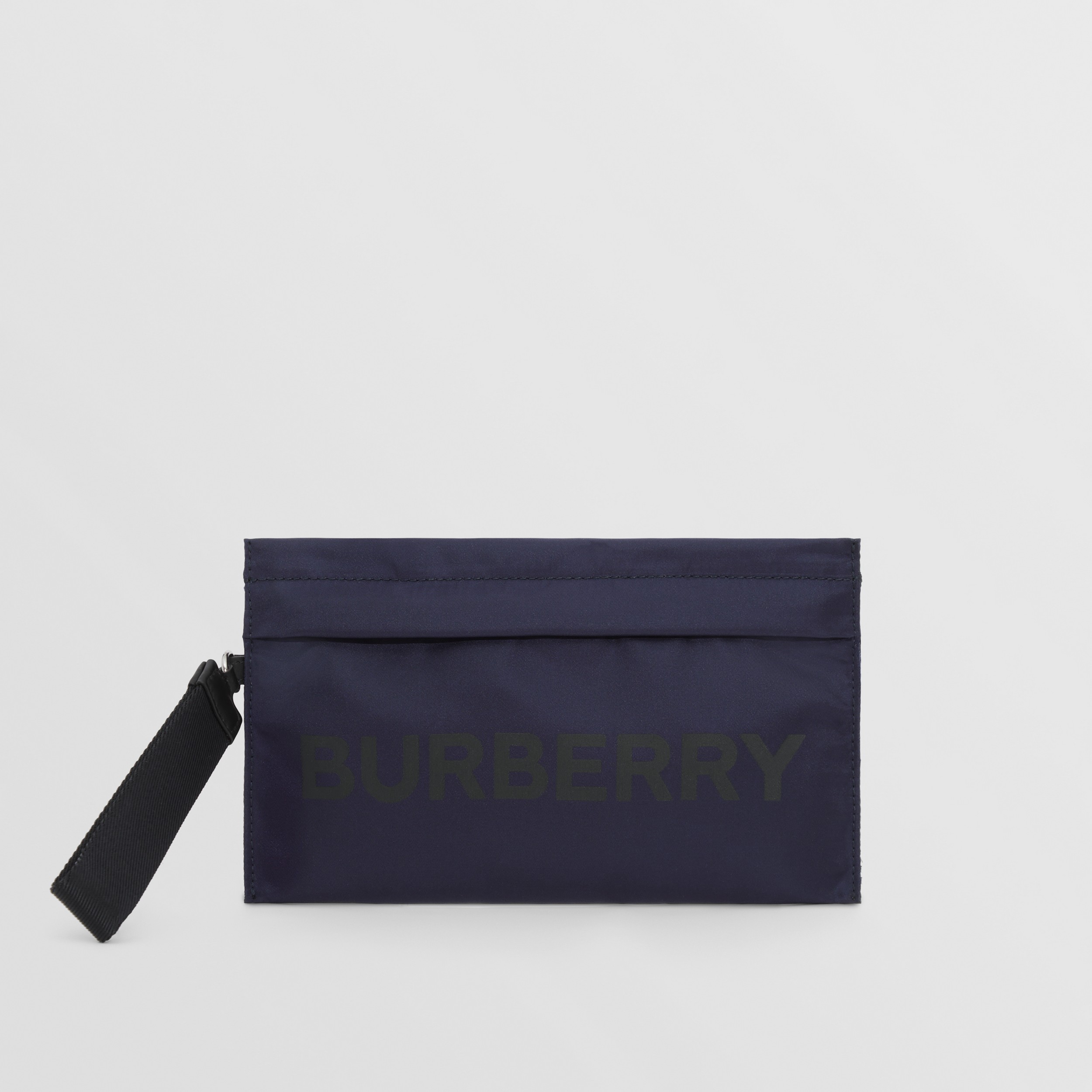 Bolsa pouch de nylon com estampa de logotipo (Azul Marinho) - Mulheres | Burberry® oficial - 1