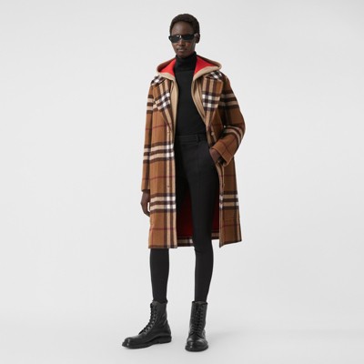 burberry checked wool coat