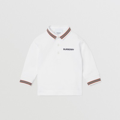 Long-sleeve Icon Stripe Detail Cotton Piqué Polo Shirt