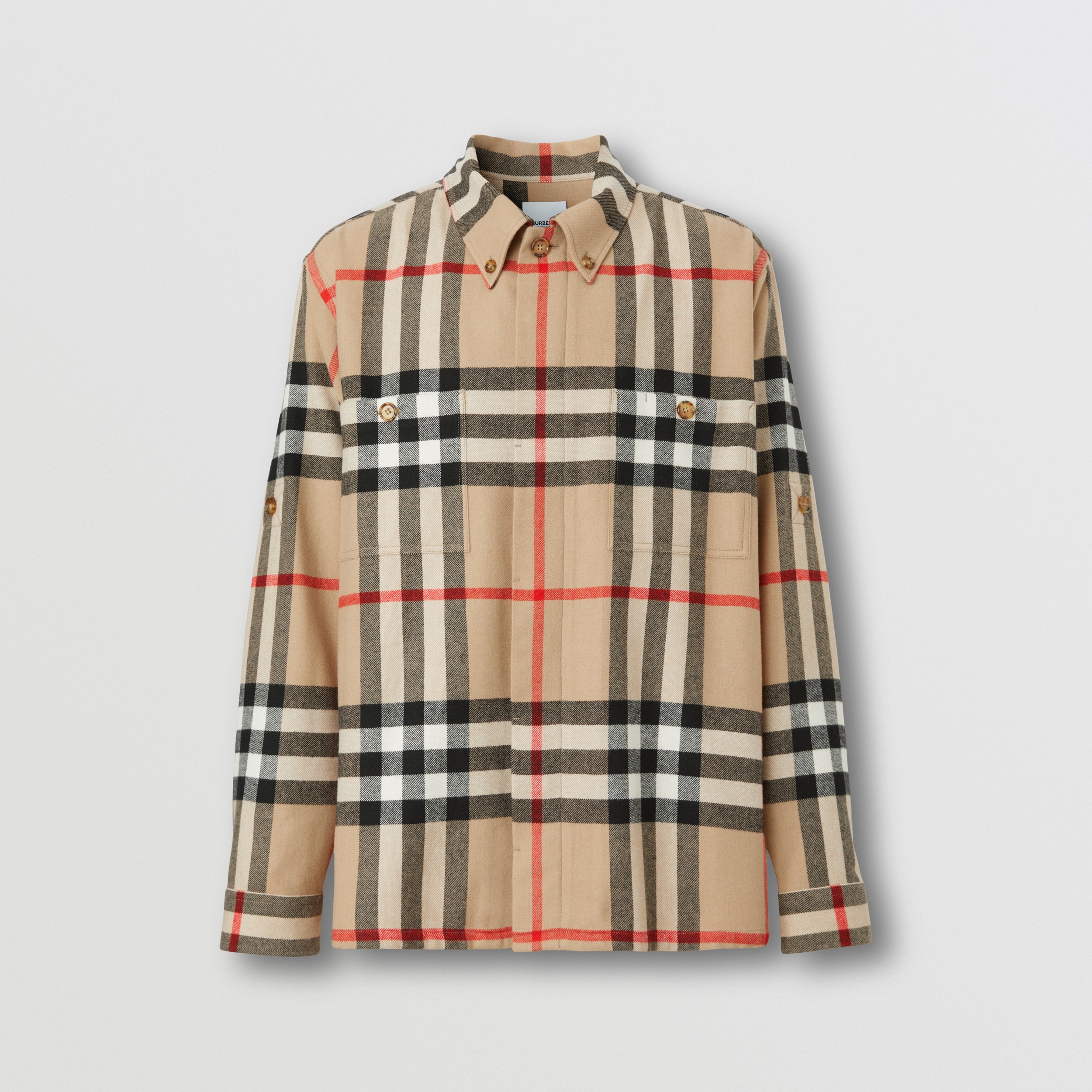 House Check Wool Cotton Shirt in Archive Beige - Men | Burberry® Official - 4