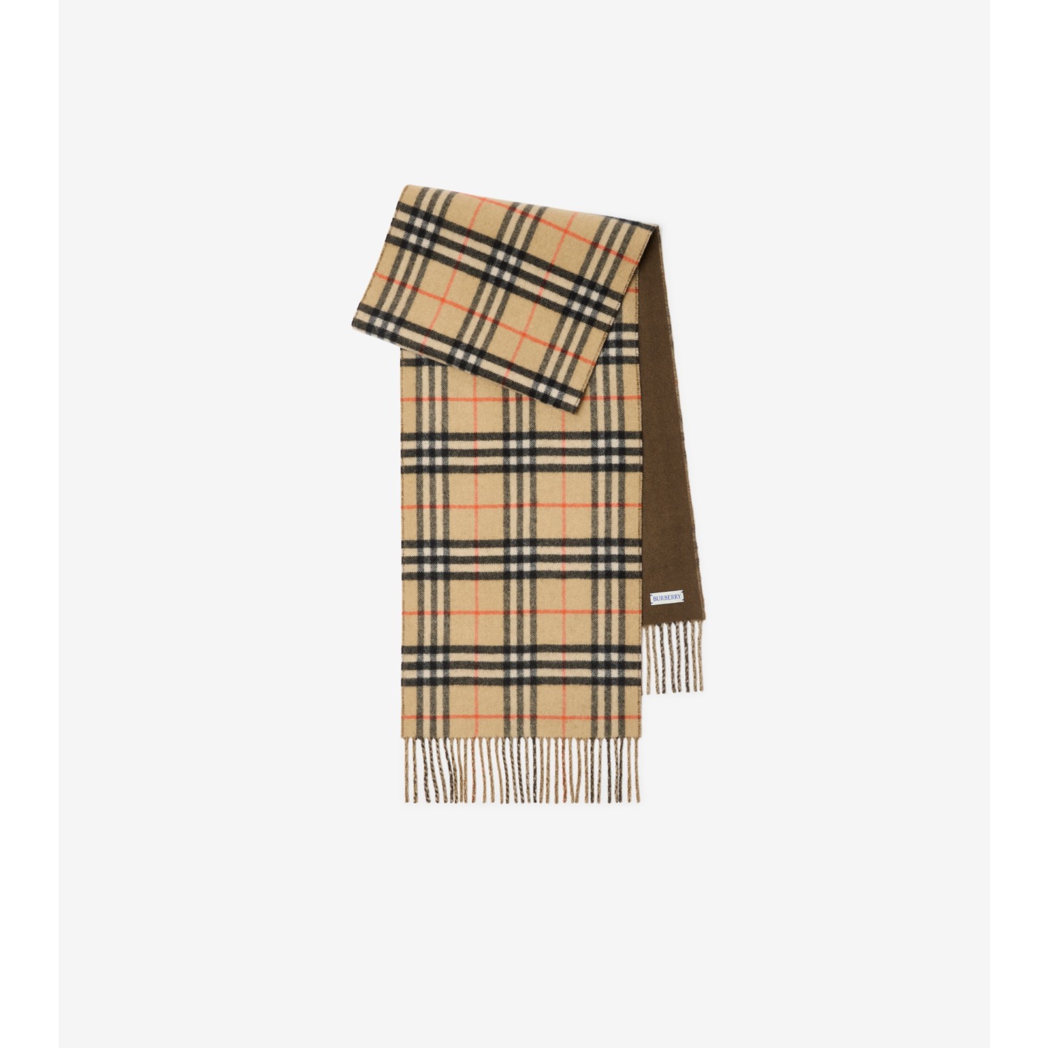 Reversible Check Cashmere Scarf in Sand bison Burberry Official