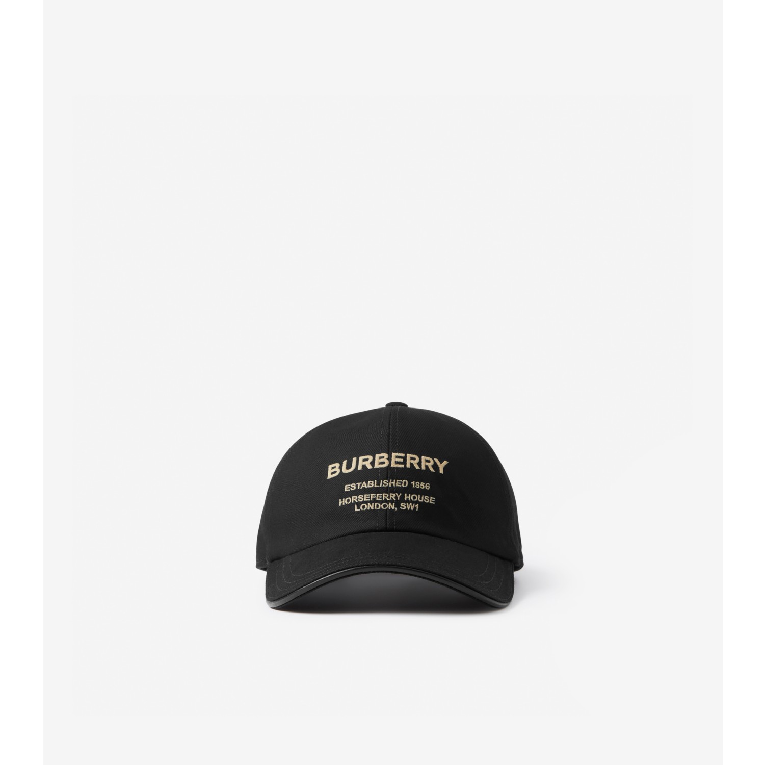 Horseferry Motif Cotton Twill Baseball Cap in Black/beige | Burberry®  Official