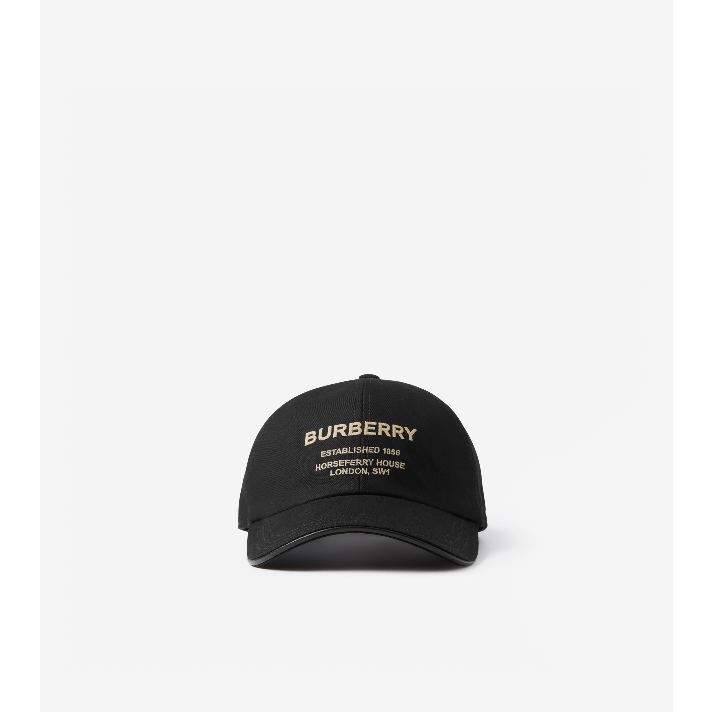 Horseferry 装饰棉质斜纹棒球帽(黑色/ 米色) | Burberry® 博柏利官网