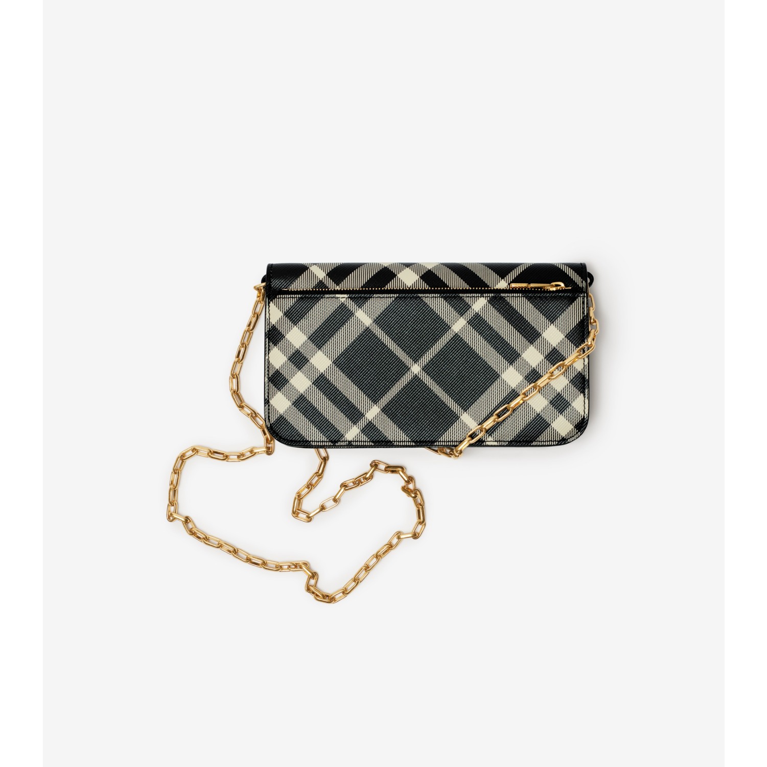 Check Chain Strap Wallet in Black calico Women Burberry Official