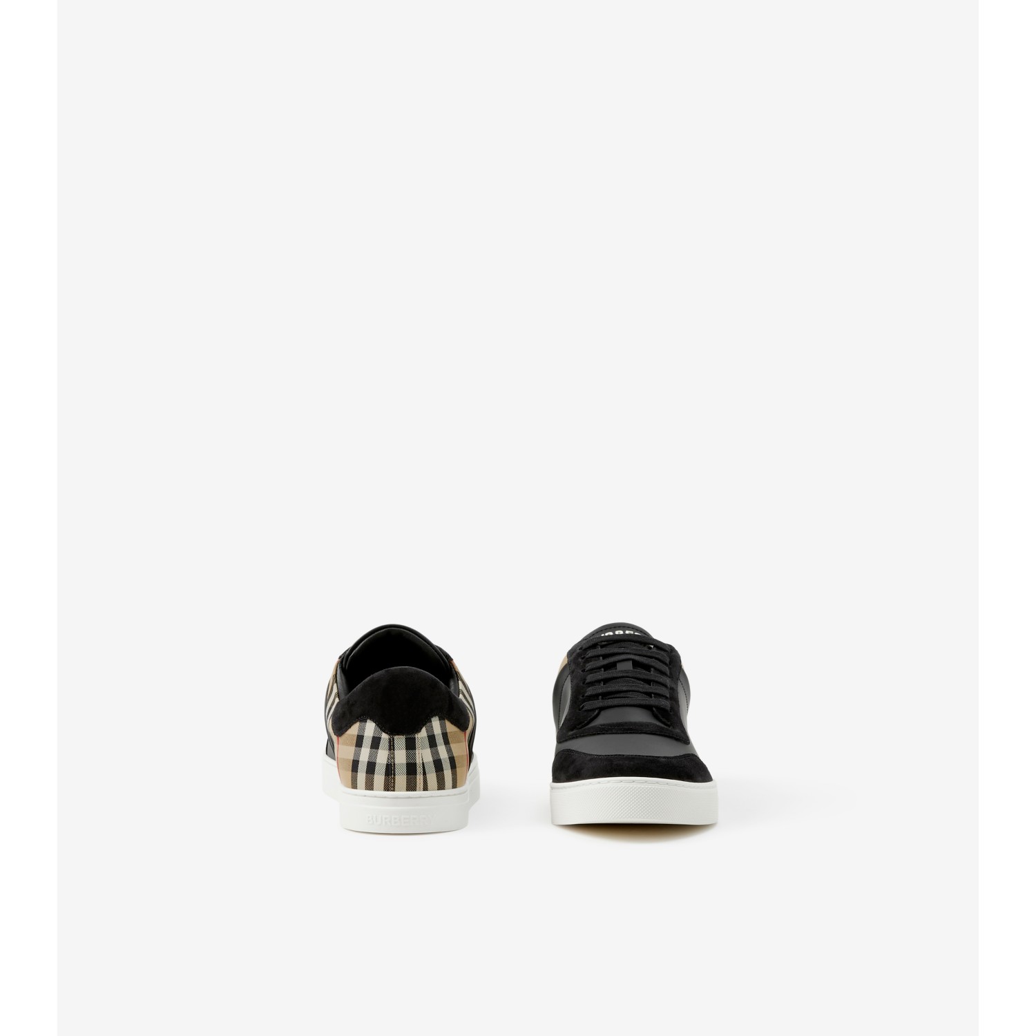 Leather, Suede and Check Sneakers - thumbnail 9
