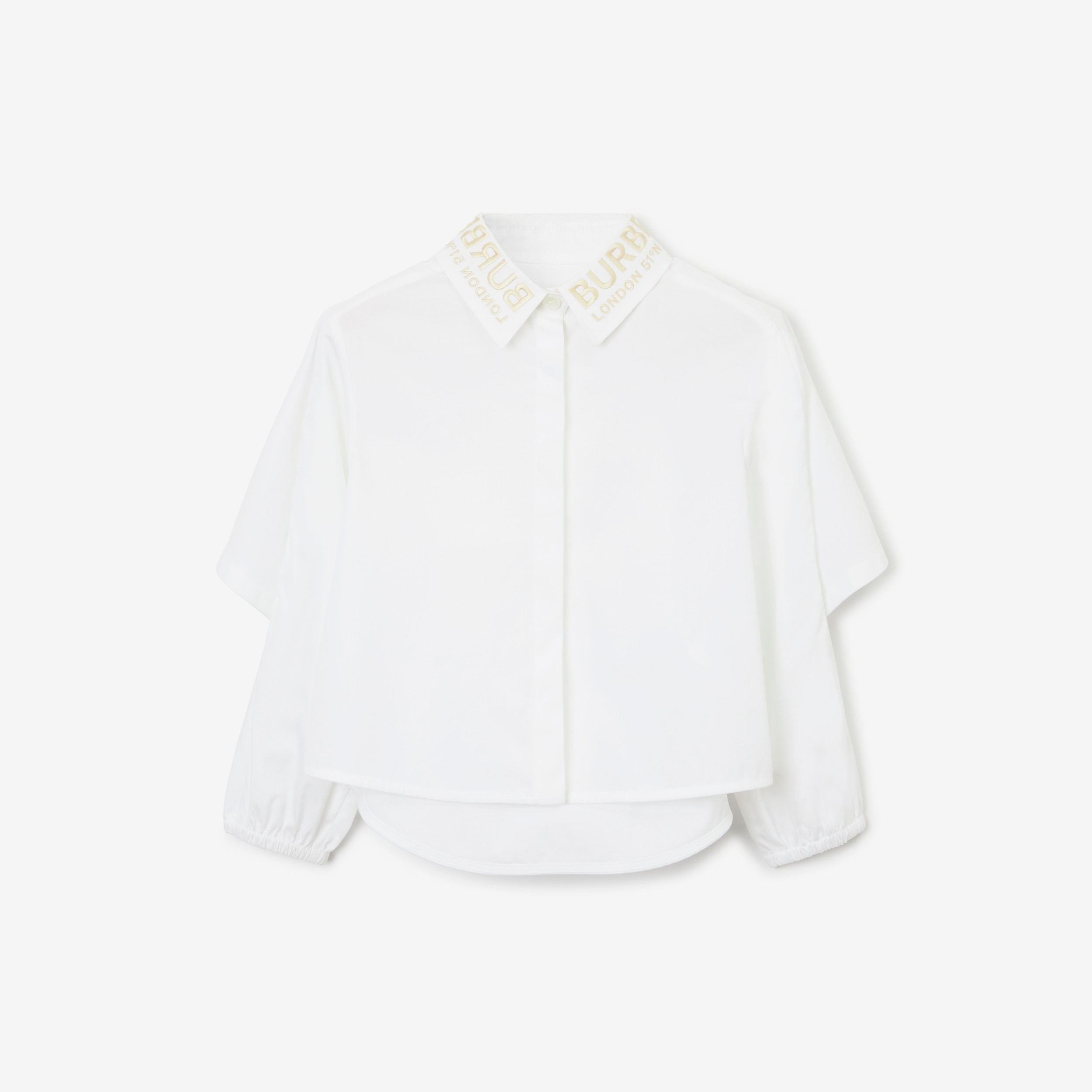 Cape Detail Stretch Cotton Poplin Shirt in White | Burberry® Official - 1
