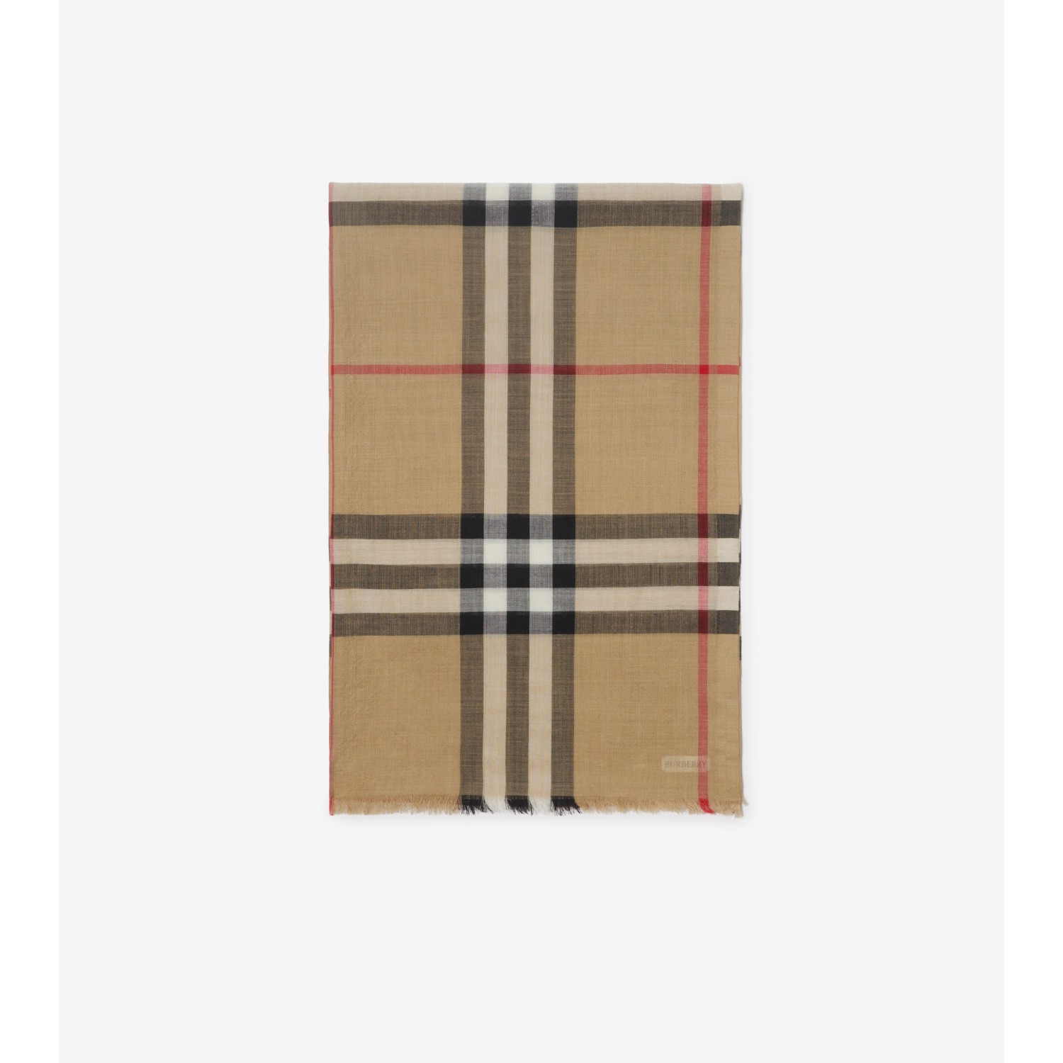 Wide Check Wool Silk Scarf - thumbnail 6