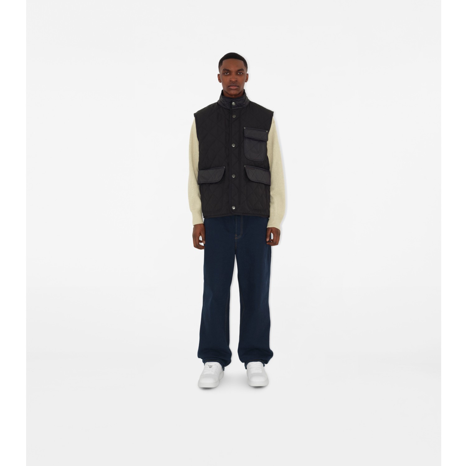 Quilted Thermoregulated Gilet in Black Men Burberry Official