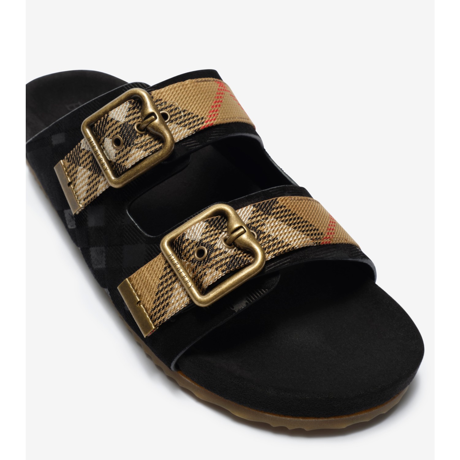 Check Suede Urchin Sandals in Black - Women | Burberry® Official
