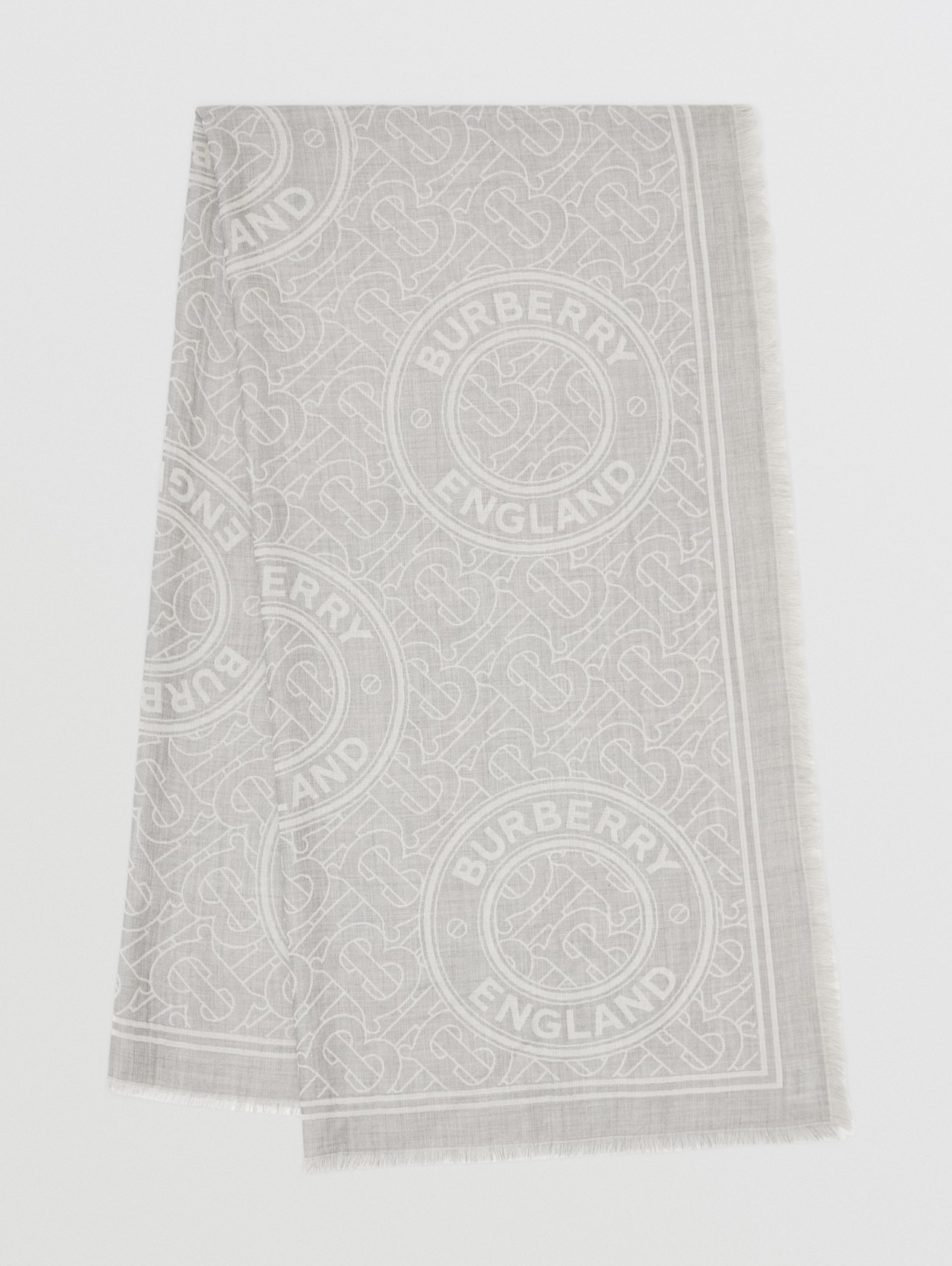 Montage Print Lightweight Cashmere Jacquard Scarf in Grey