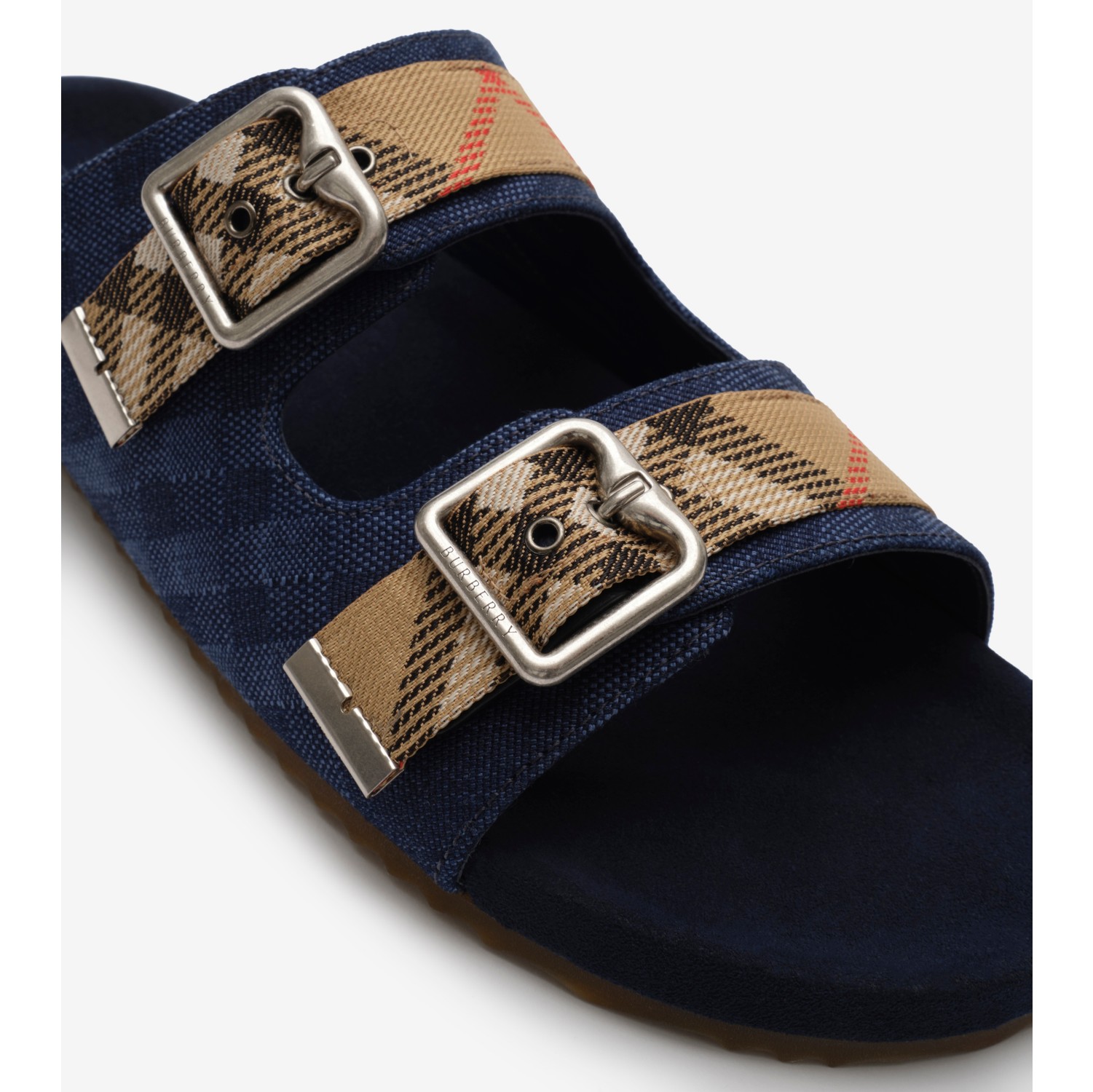 Check Denim Urchin Sandals in Navy - Men | Burberry® Official