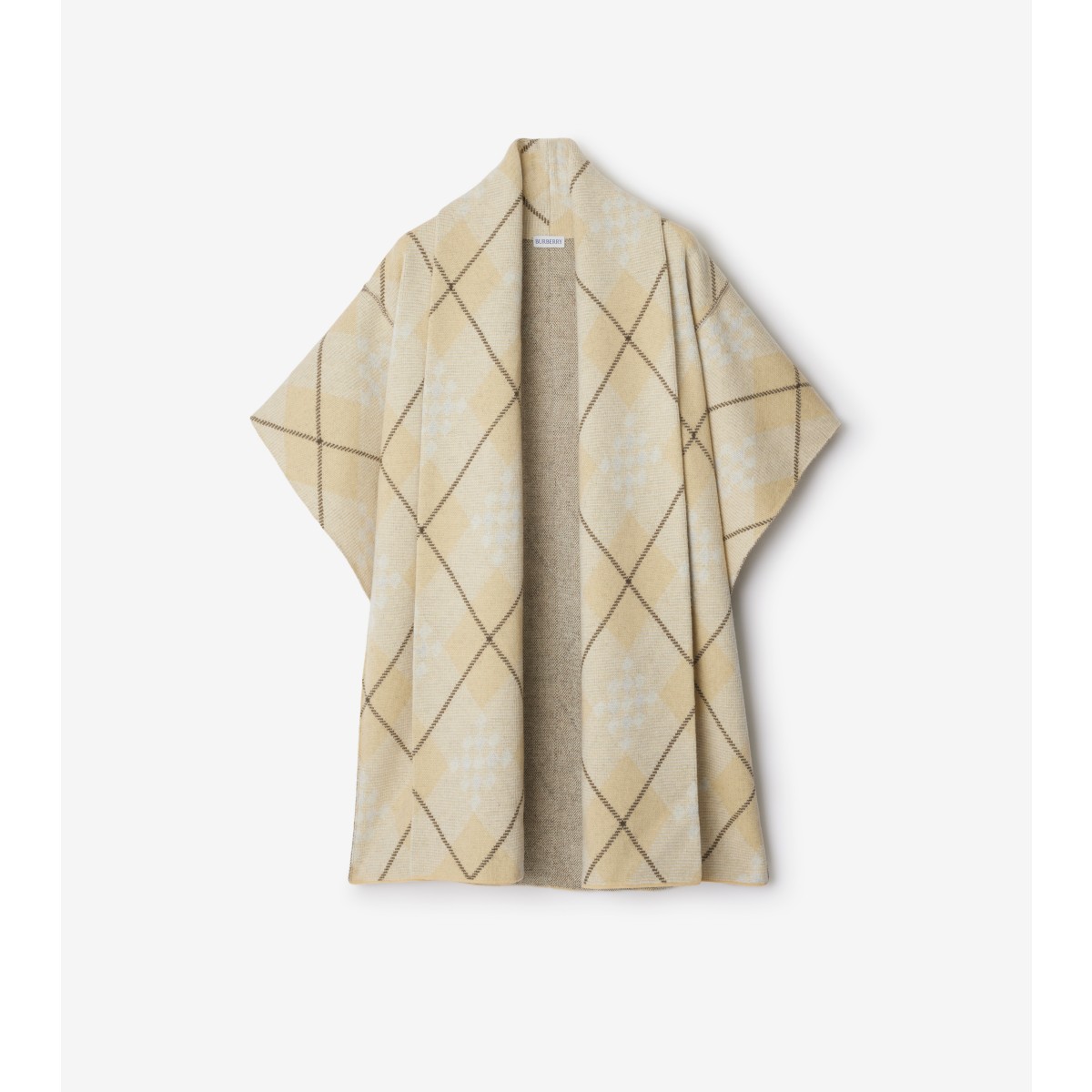 Shop Burberry Check Wool Mohair Blend Cape In Buff