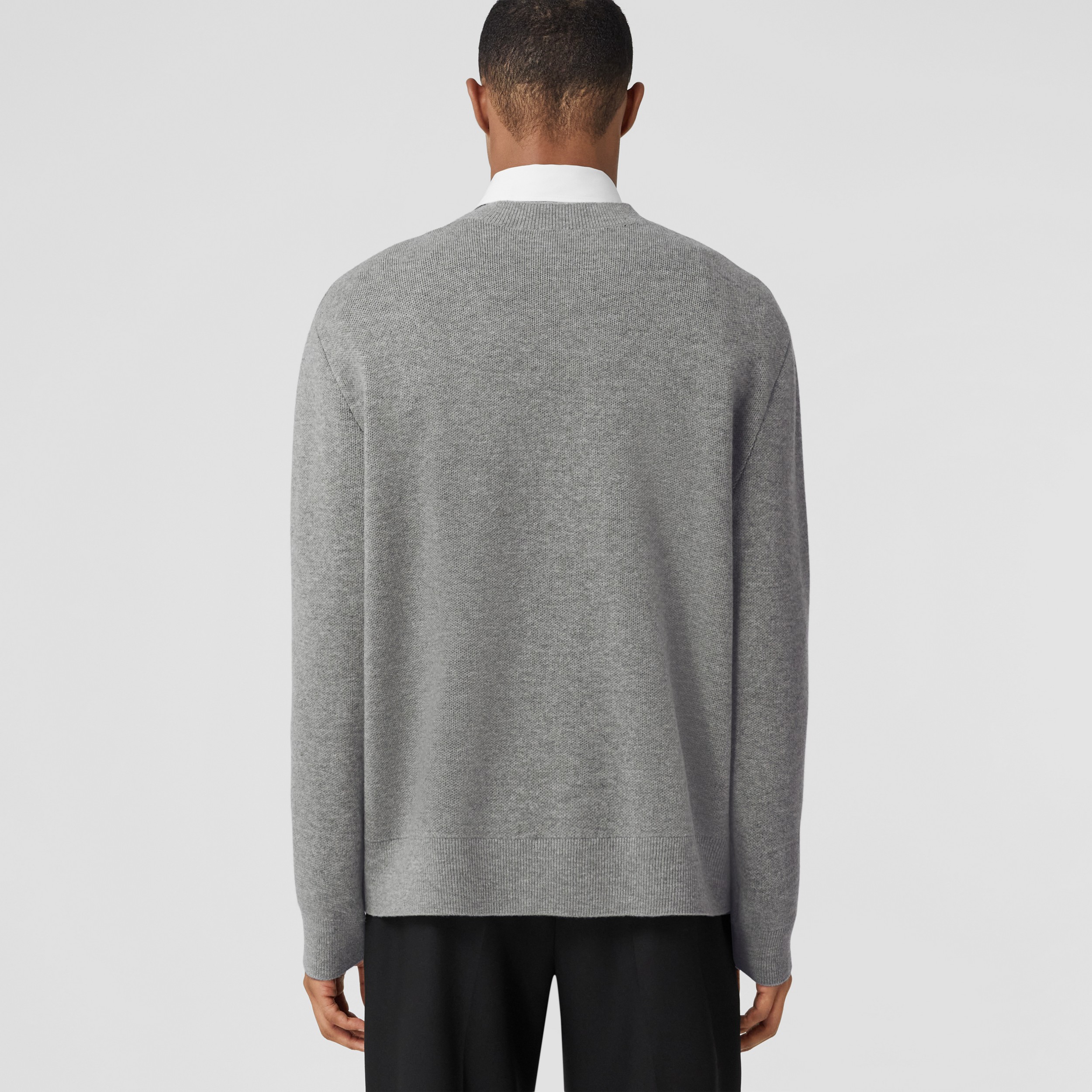 EKD Wool Jacquard Oversized Sweater in Dark Thunder Grey - Men | Burberry® Official - 3