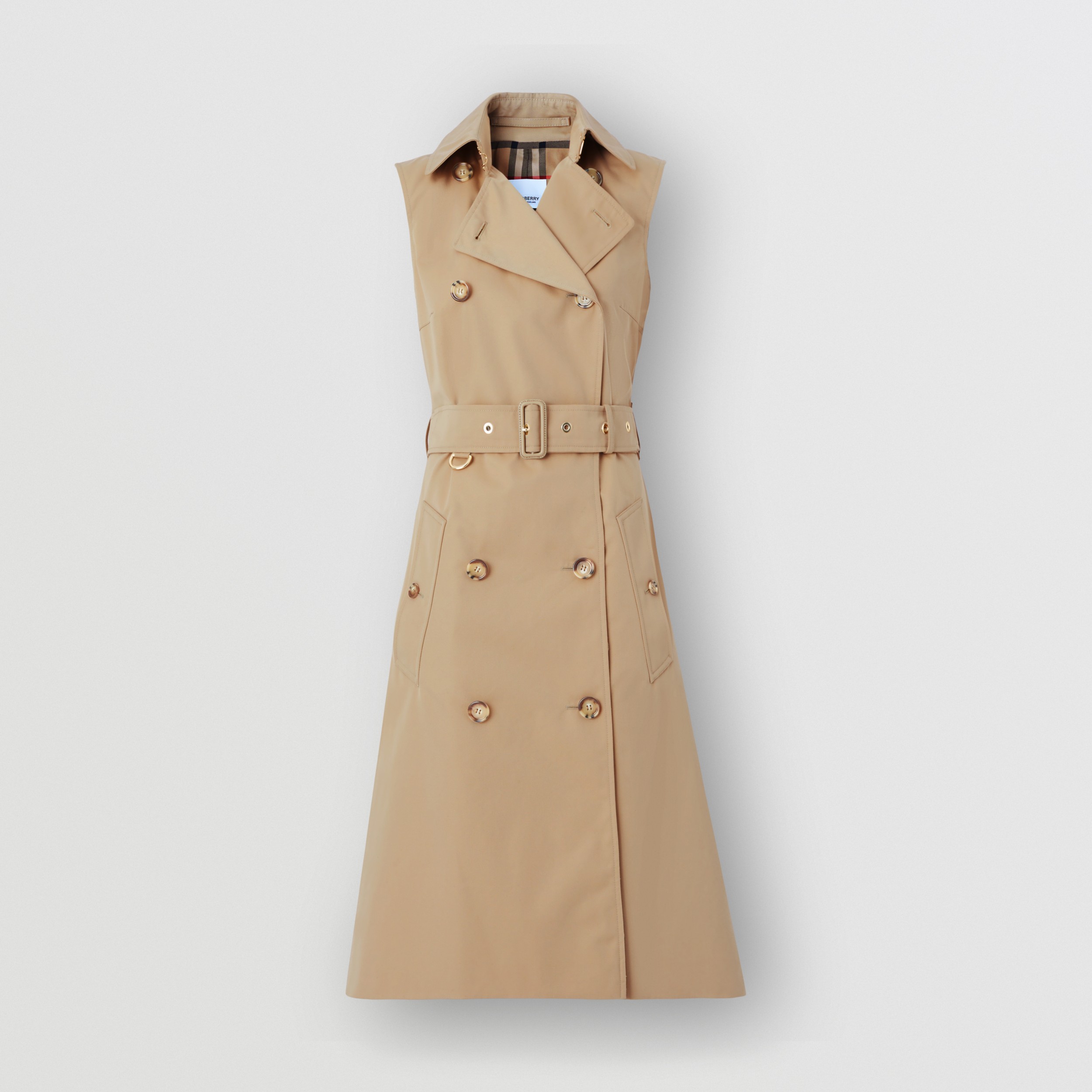 Custom Fit Sleeveless Cotton Gabardine Trench Dress in Honey - Women | Burberry® Official - 4