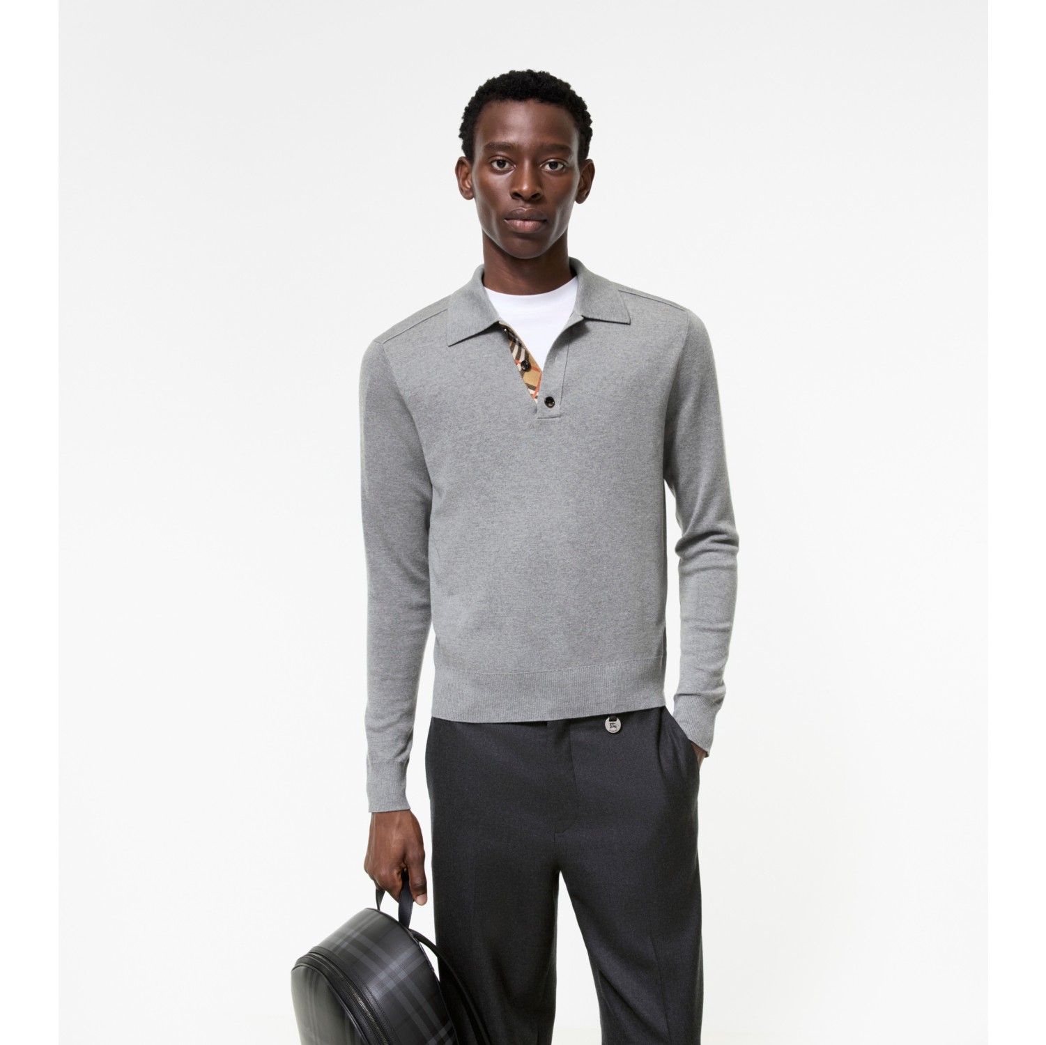 Long-sleeve Wool Polo Shirt