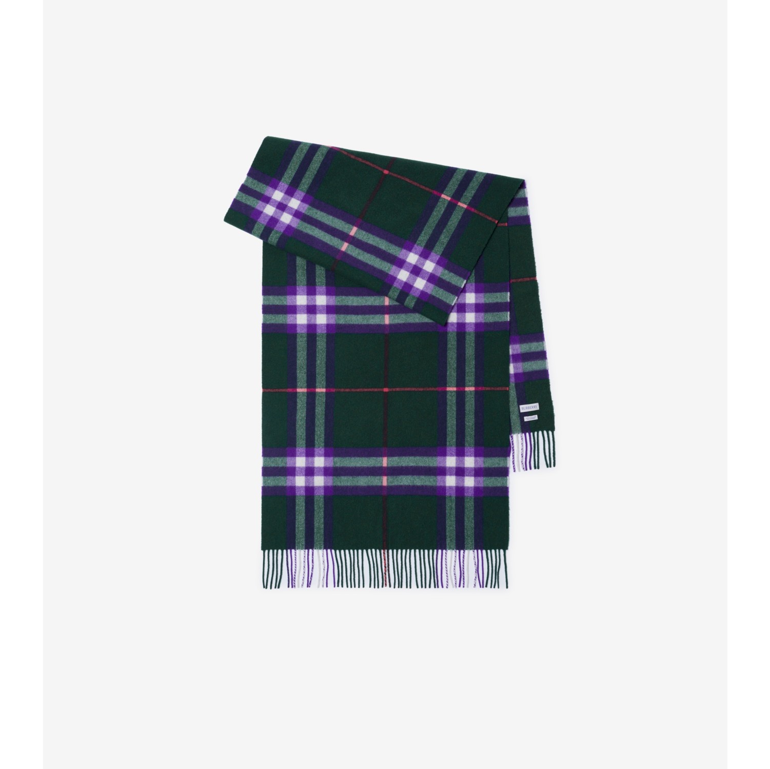 Wide Check Cashmere Scarf in Vine Burberry Official