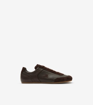 Leather Knight Runner Sneakers​ in Moorhen brown - Men | Burberry® Official