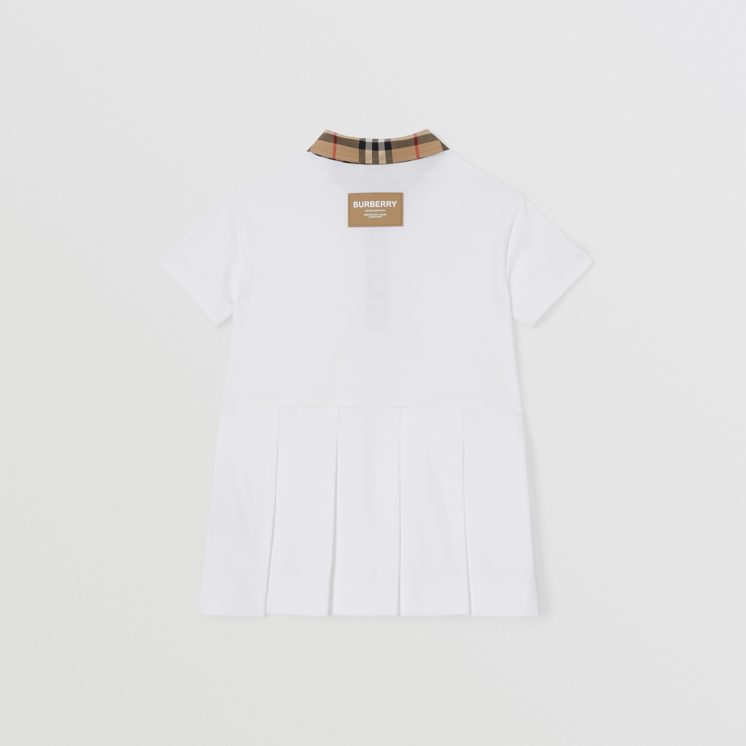 Vintage Check Trim Cotton Piqué Polo Shirt Dress in White - Children | Burberry® Official - 4