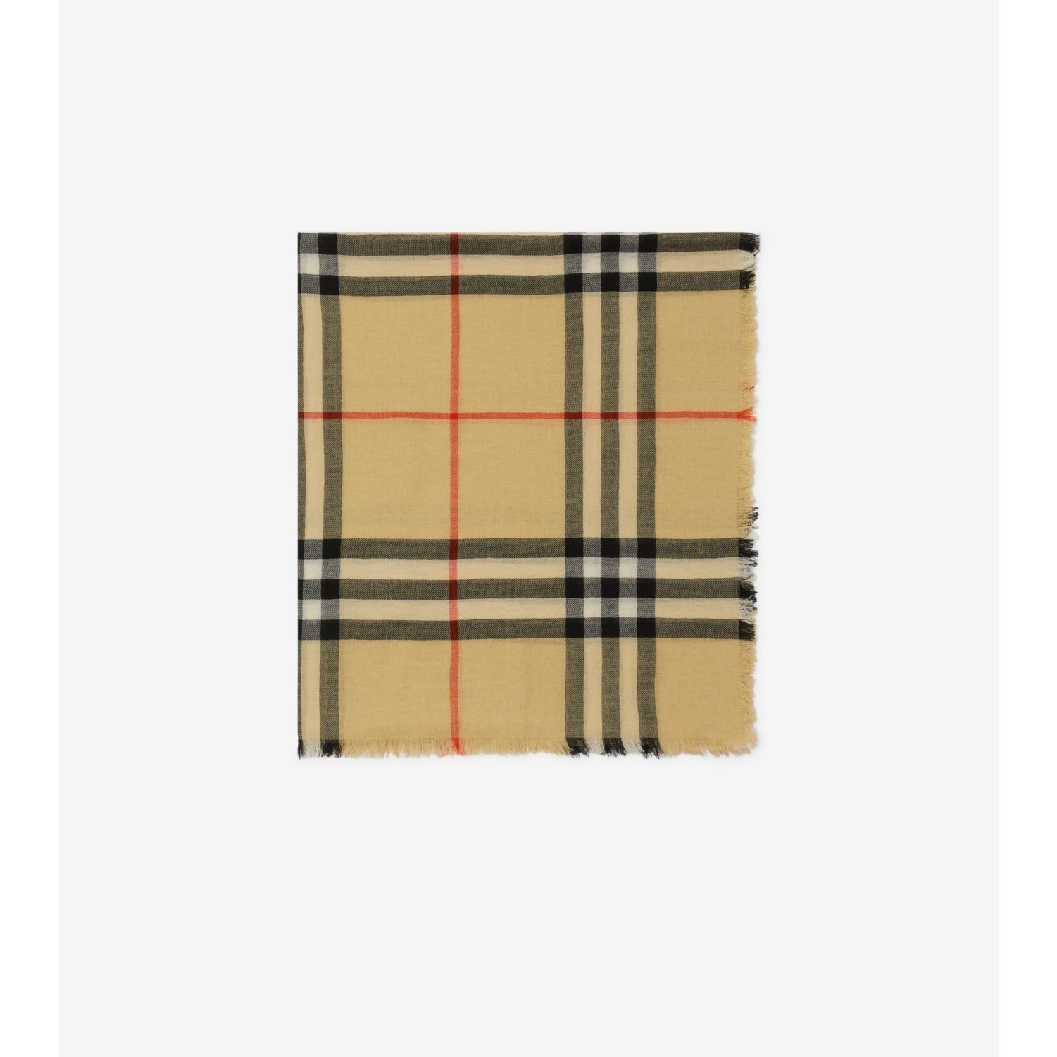 Check Wool Scarf in Sand | Burberry® Official