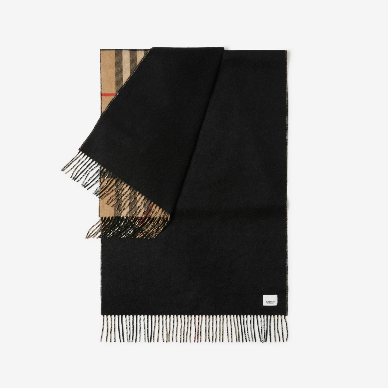 Check Cashmere Reversible Scarf in Black | Burberry® Official