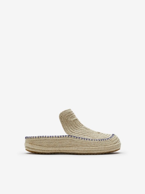 Burberry Cord Woven Clogs In Natural