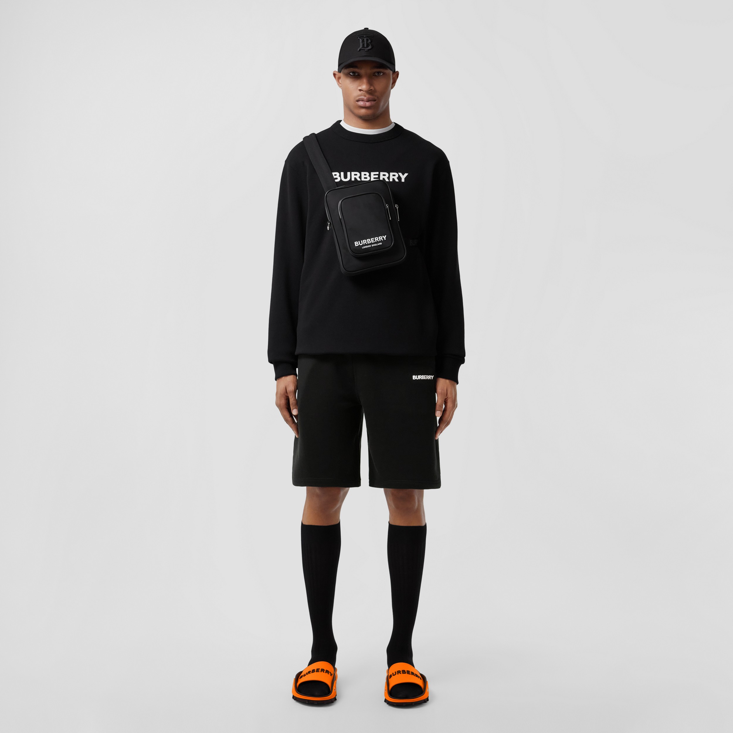 Pantalones cortos en algodón con logotipo (Negro) | Burberry® oficial - 4