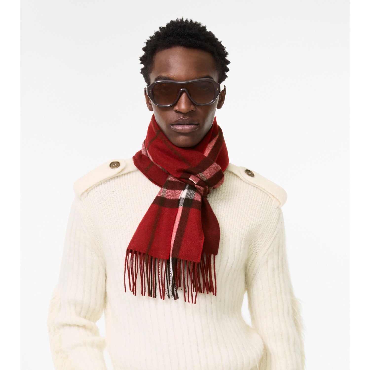 Gradient Check Cashmere Scarf - thumbnail 10