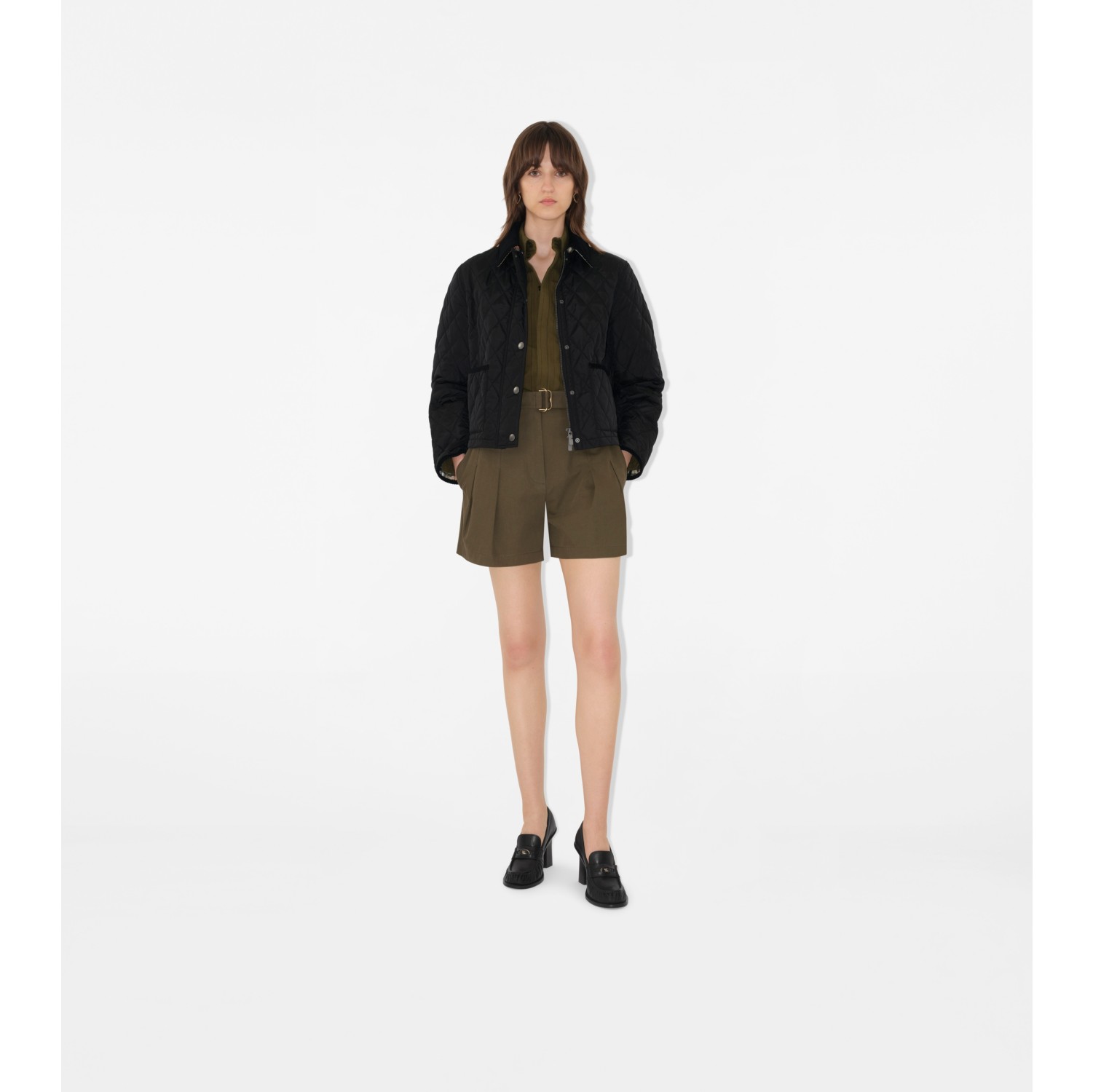 Giacca cropped in nylon trapuntato