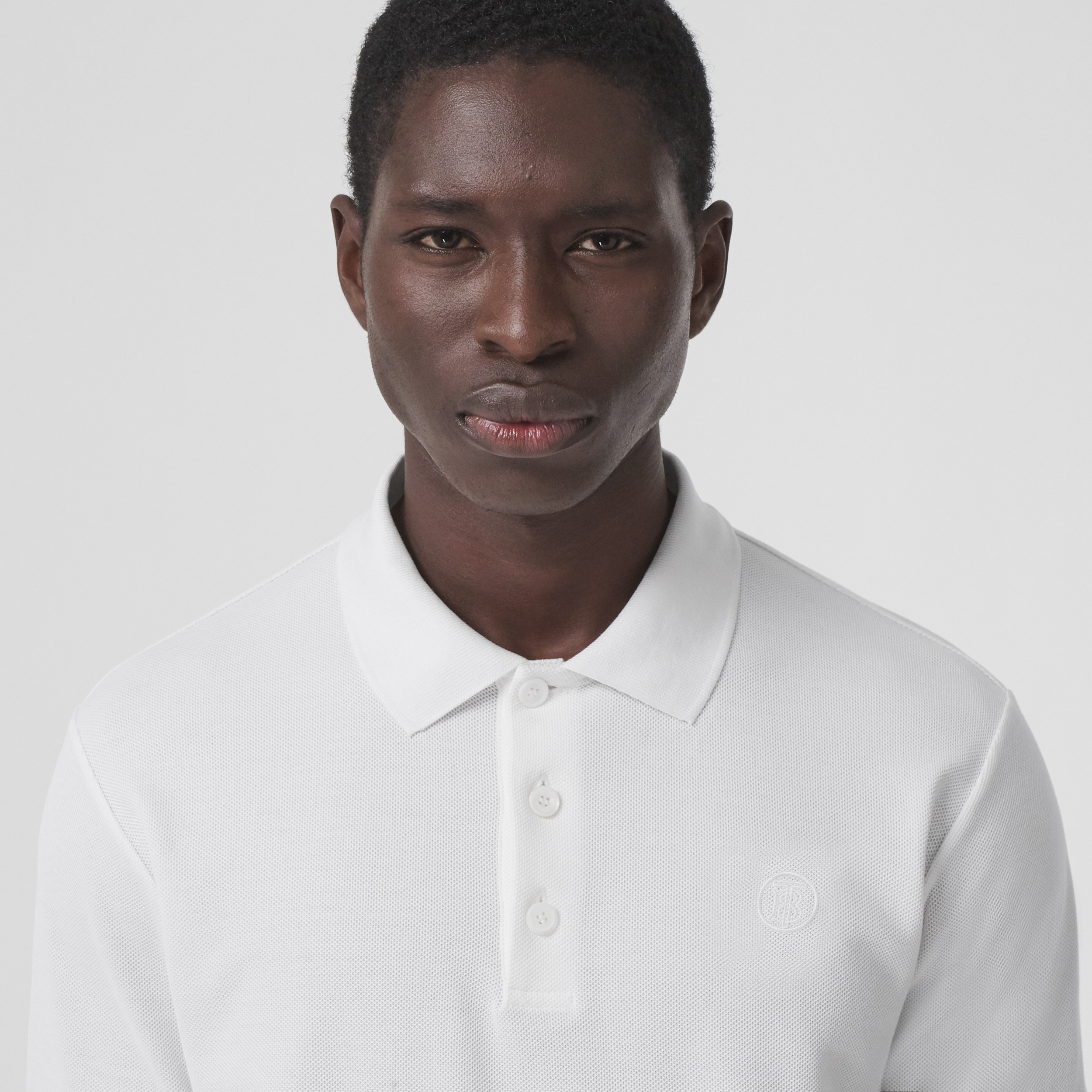 Monogram Motif Cotton Piqué Polo Shirt in White - Men | Burberry® Official - 2