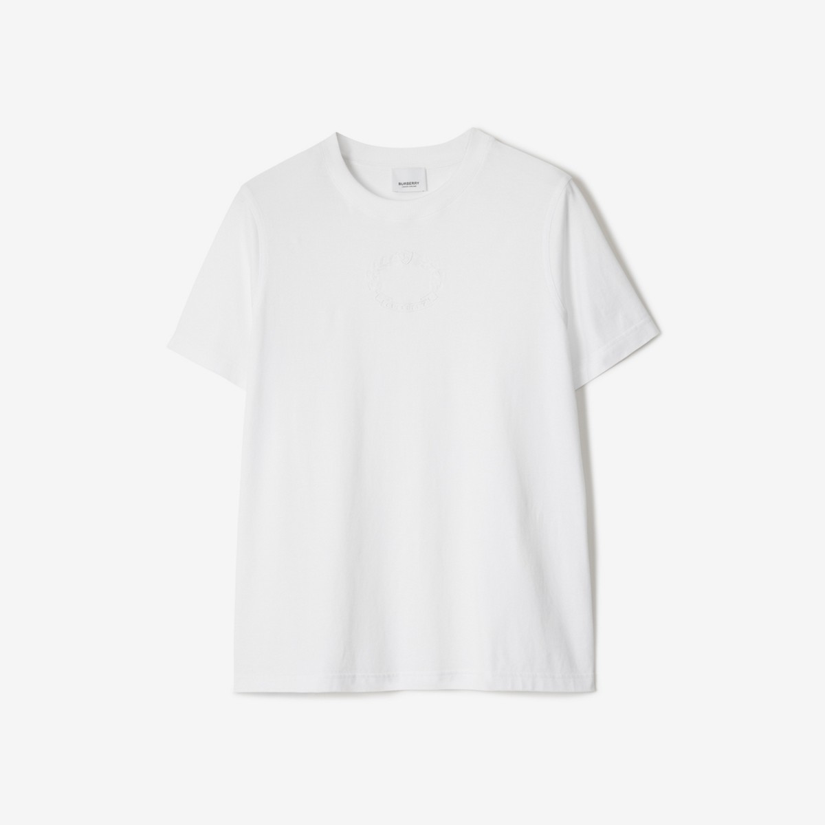 Burberry Embroidered Oak Leaf Crest Cotton T-shirt In White