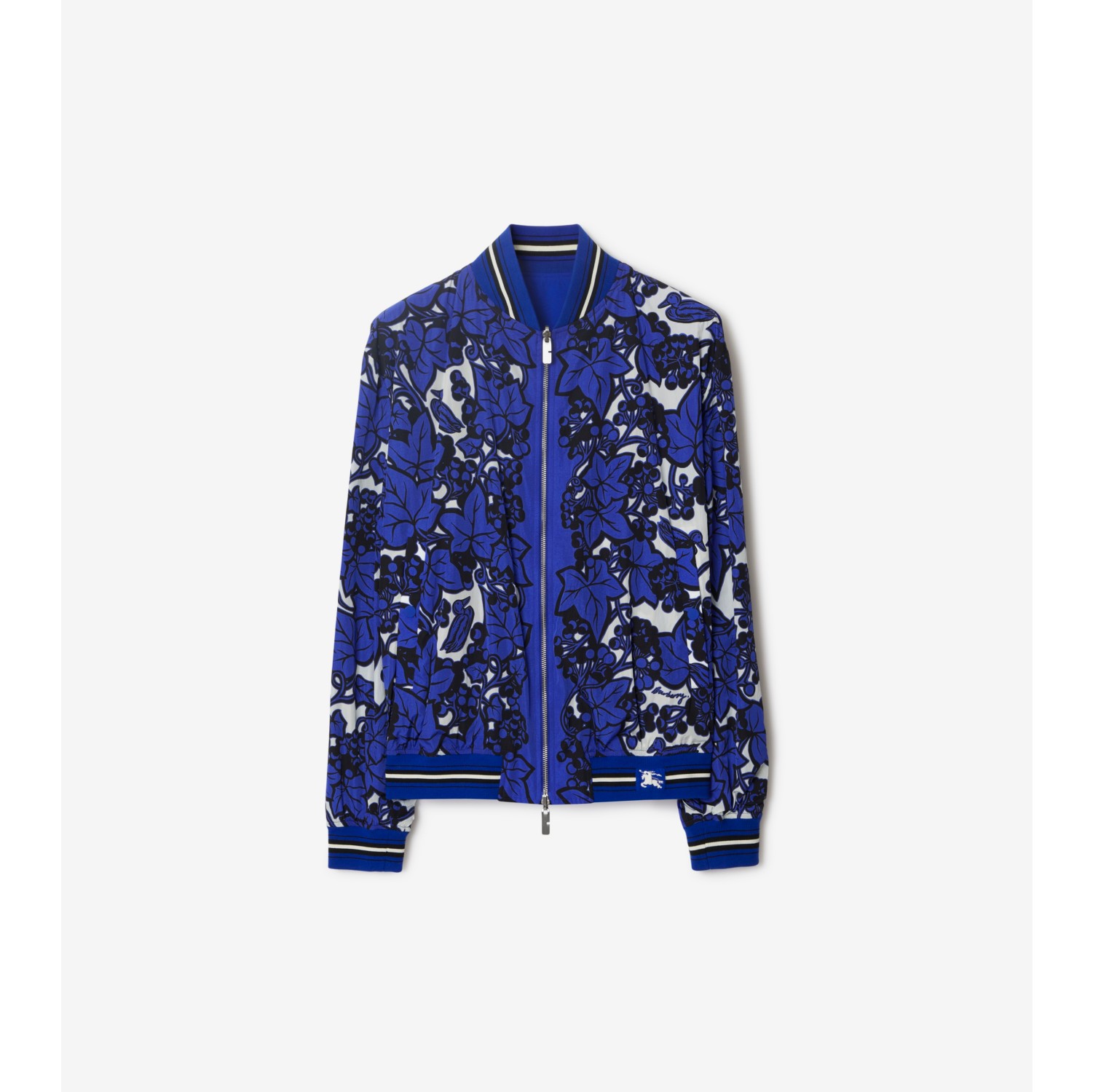 Reversible Ivy Silk Bomber Jacket in Knight Men Burberry Official