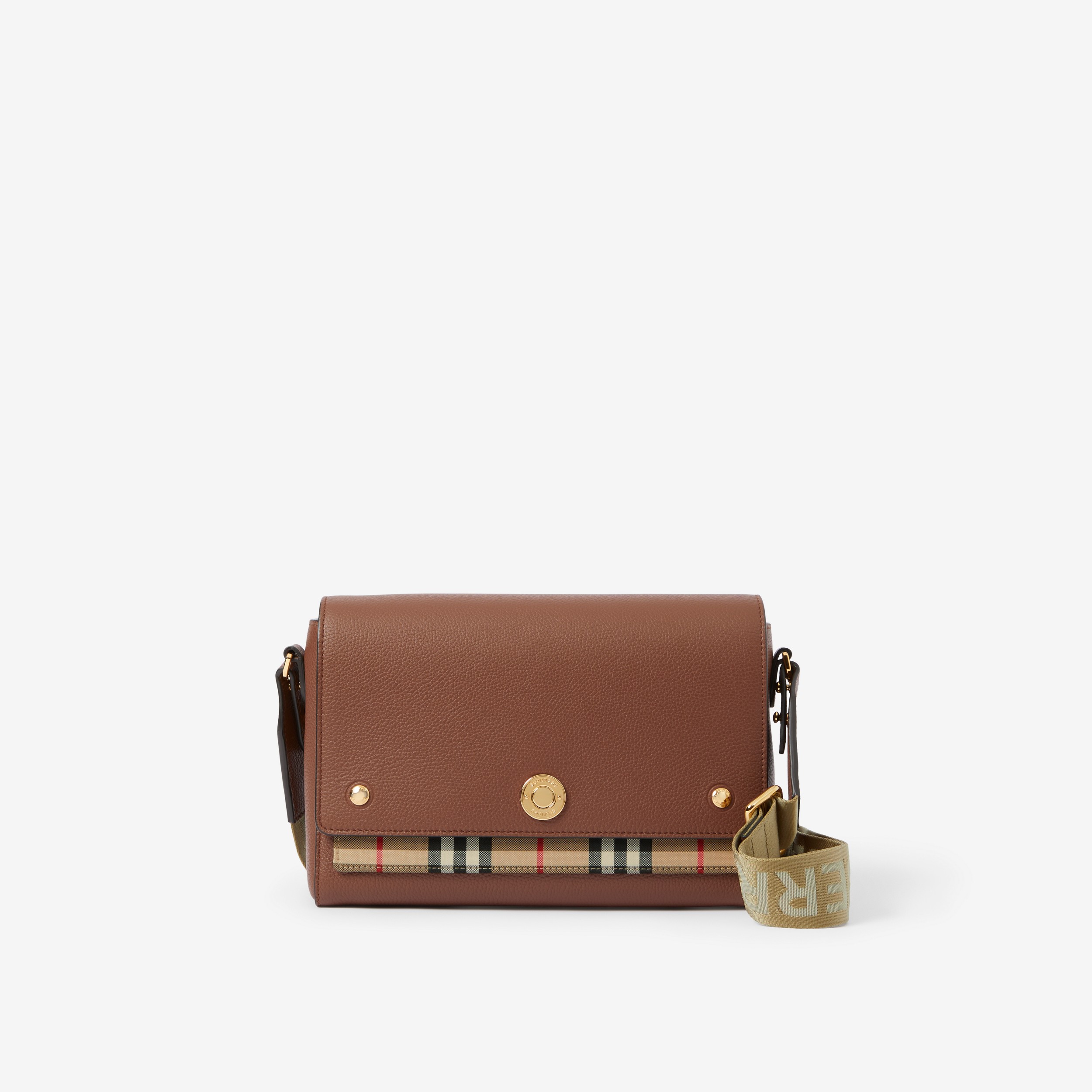 Vintage Check and Leather Note Bag in Tan - Women | Burberry® Official