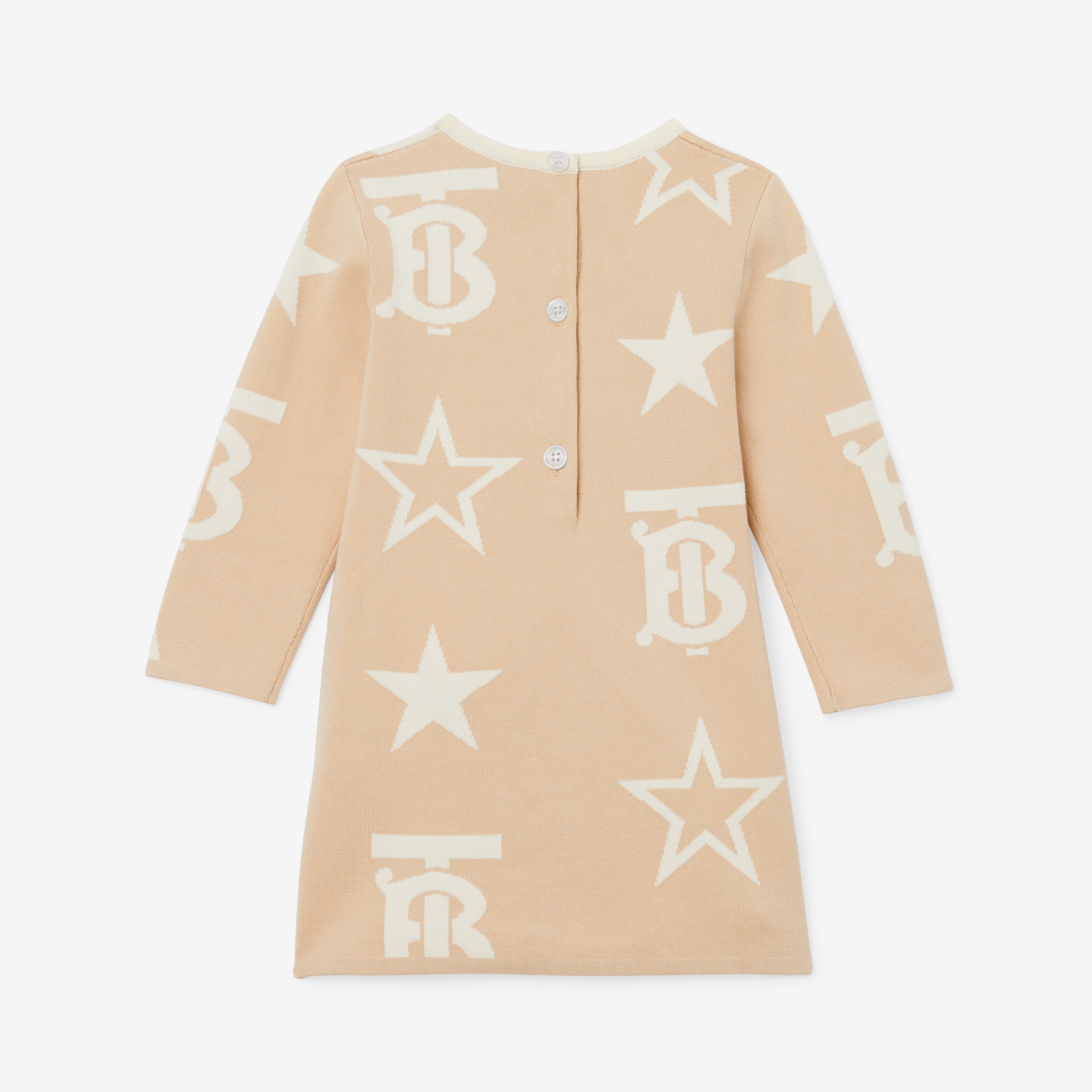 Vestido de algodão com monograma TB e estrelas em jacquard (Bege Amêndoa) - Crianças | Burberry® oficial - 2