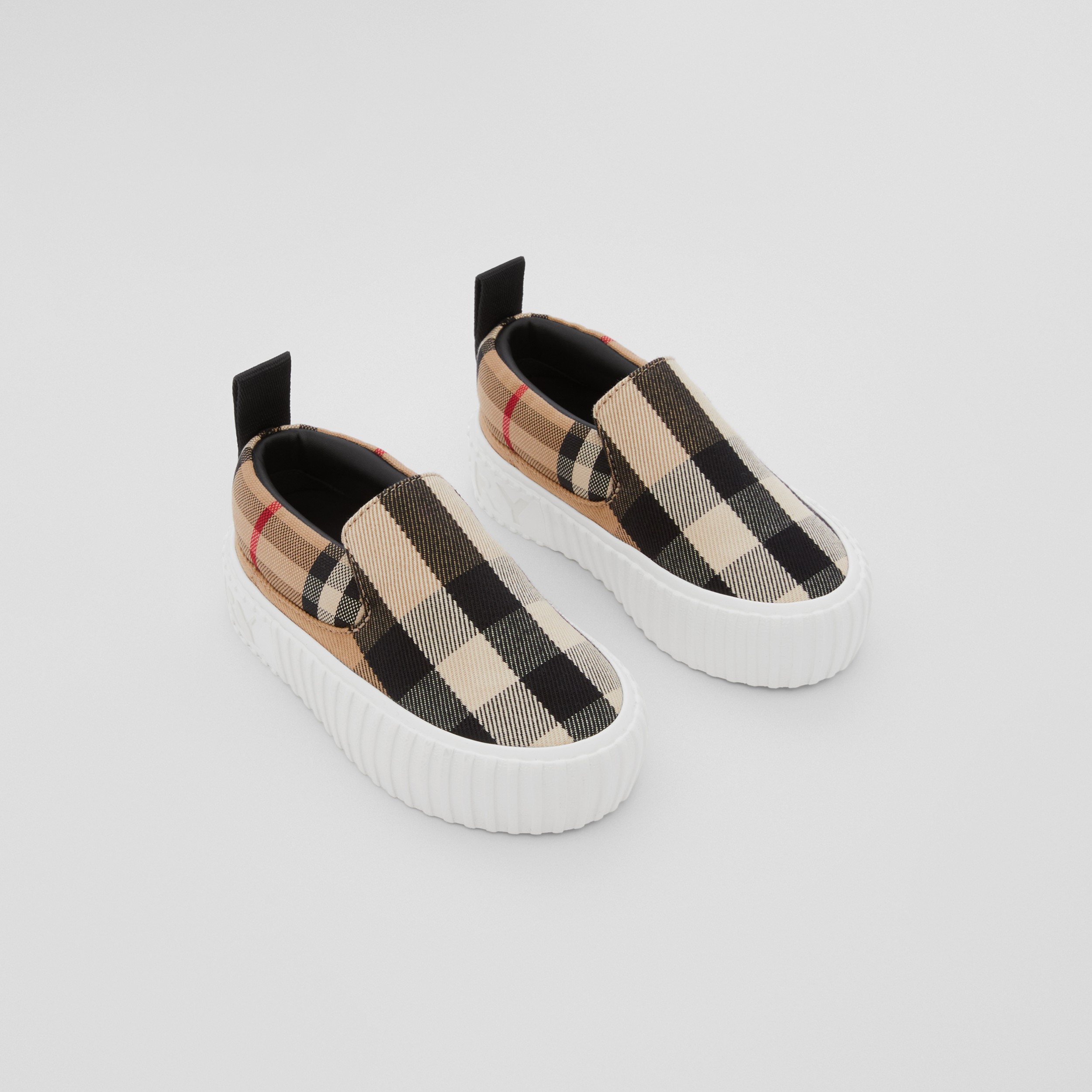 Check Cotton Sneakers in Archive Beige - Children | Burberry® Official - 1