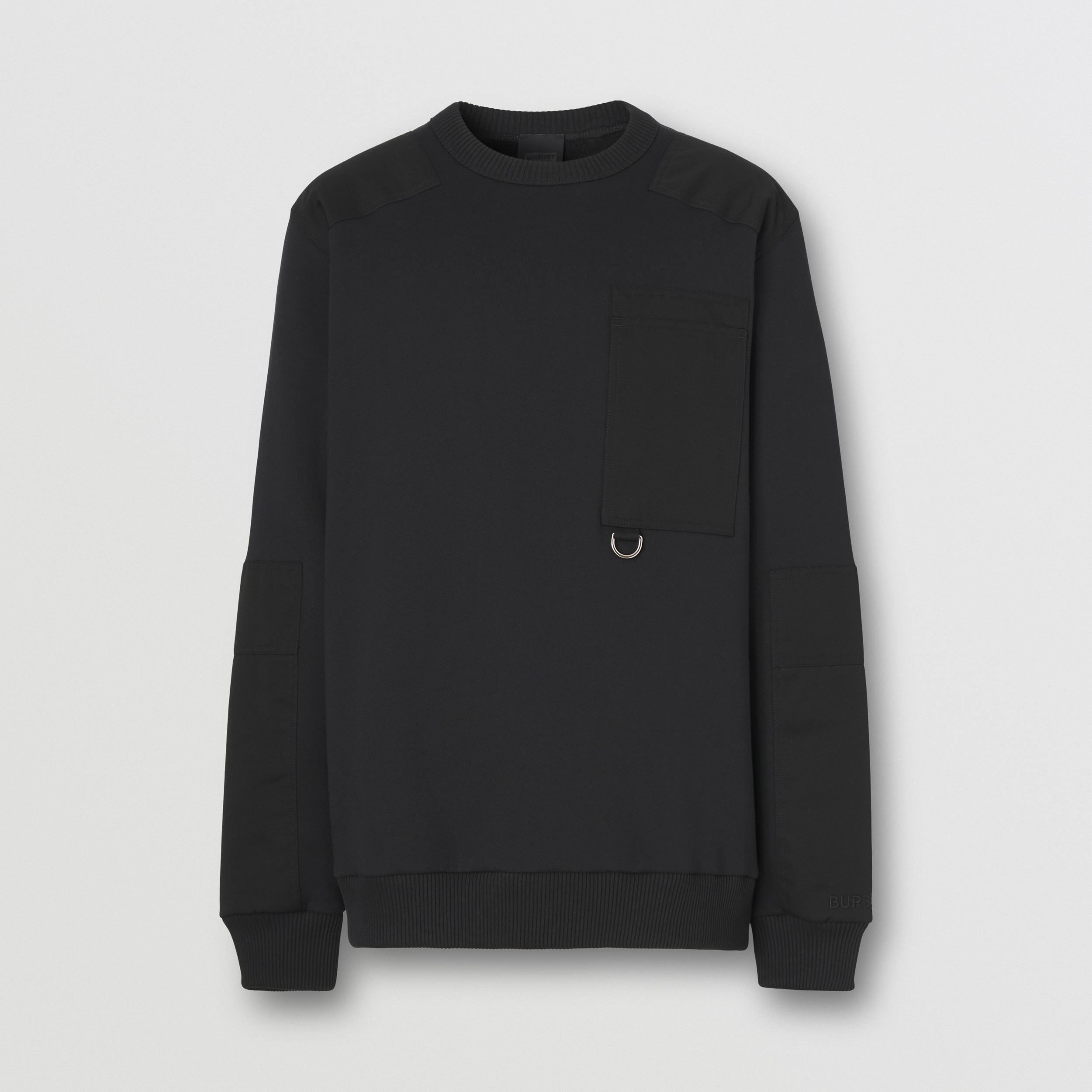 Contrast Panel Cotton Blend Sweatshirt in Black - Men | Burberry® Official - 4